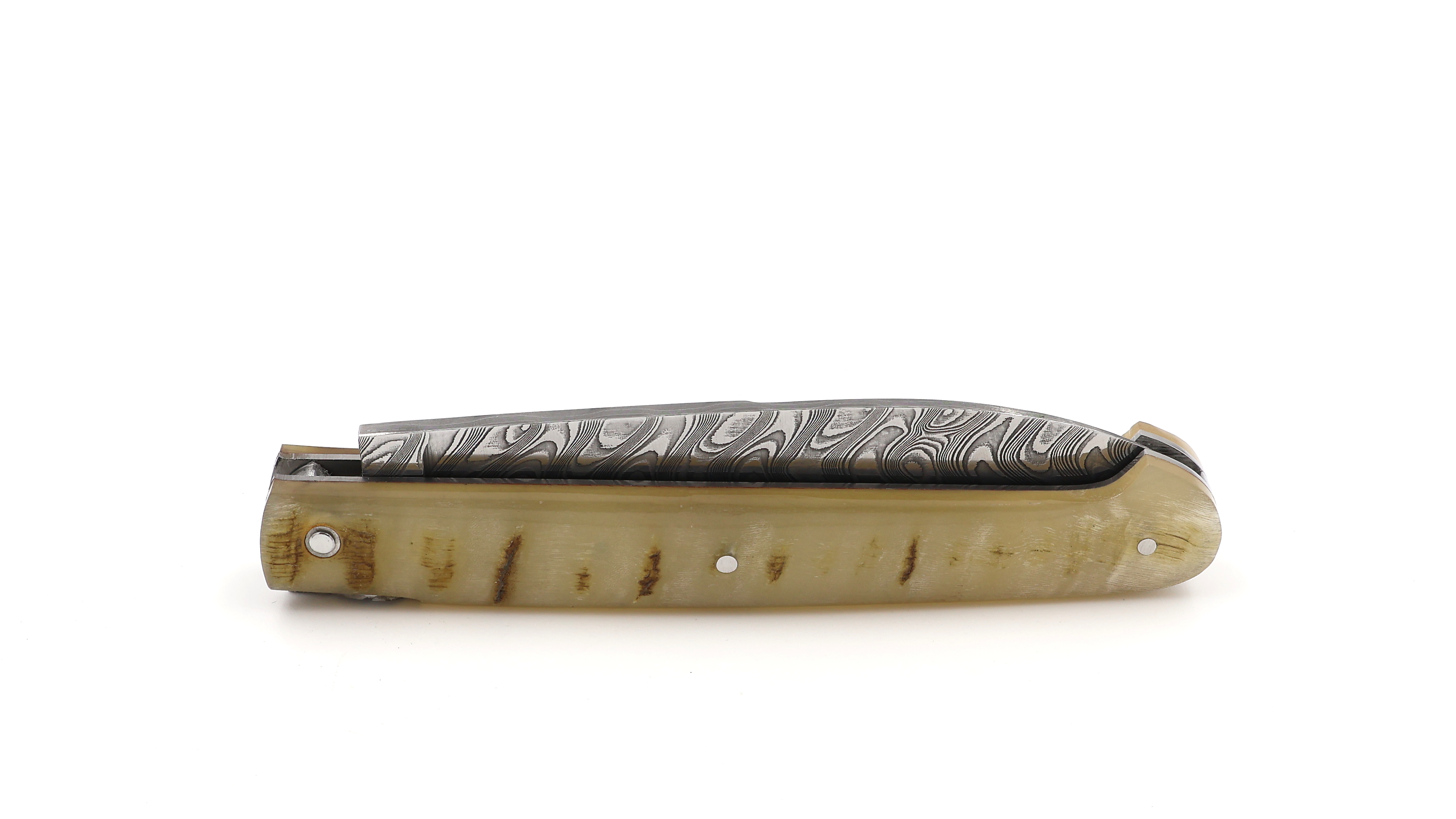 SAUVETERRE knife chiseled ram horn damascus blade 11 cm