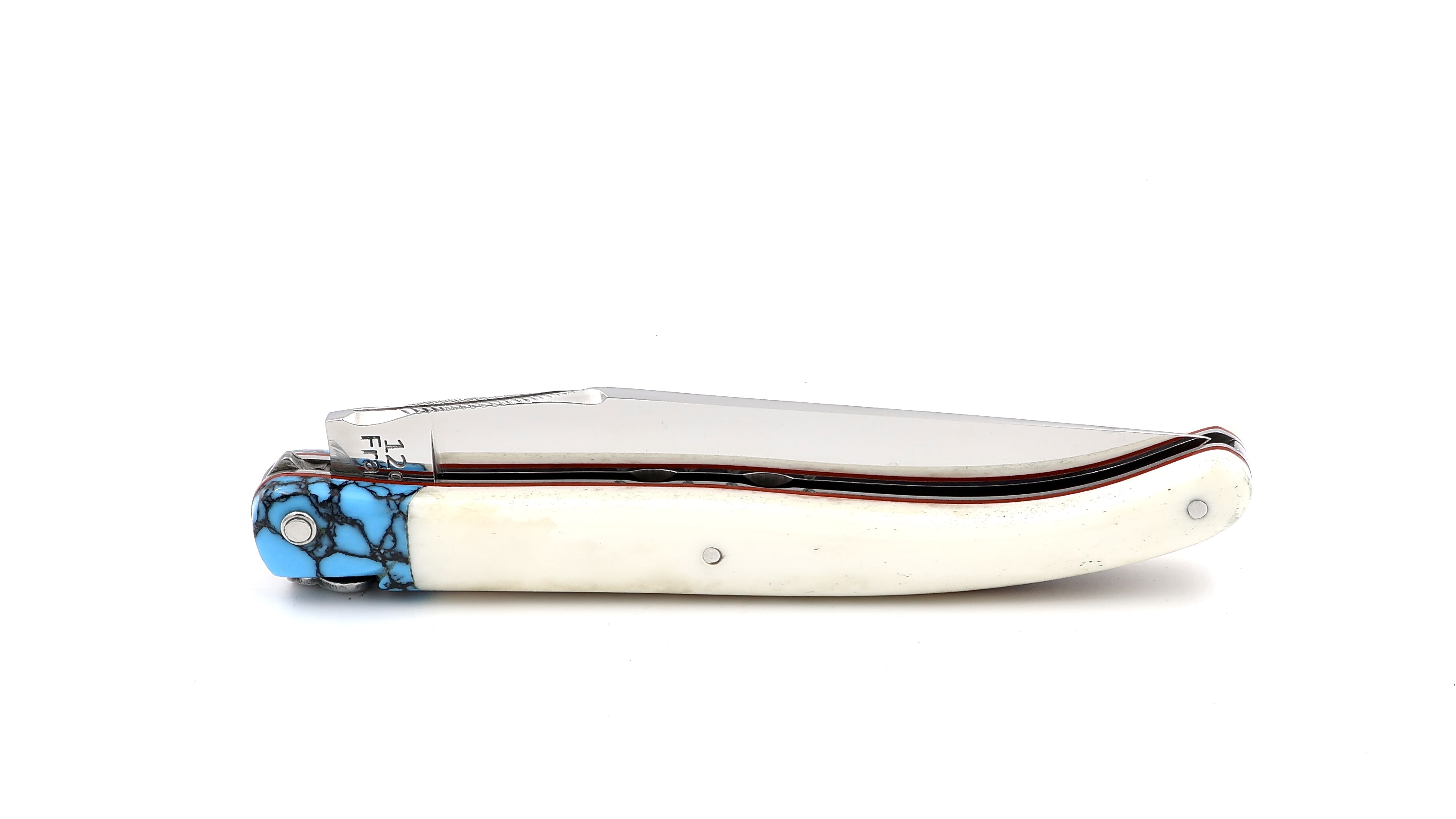 ARBALETE G. David Laguiole Knochen/Türkis poliert 12 cm