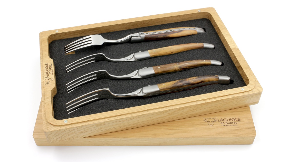 Laguiole en Aubrac Pistazie Laguiole Steakgabel Set