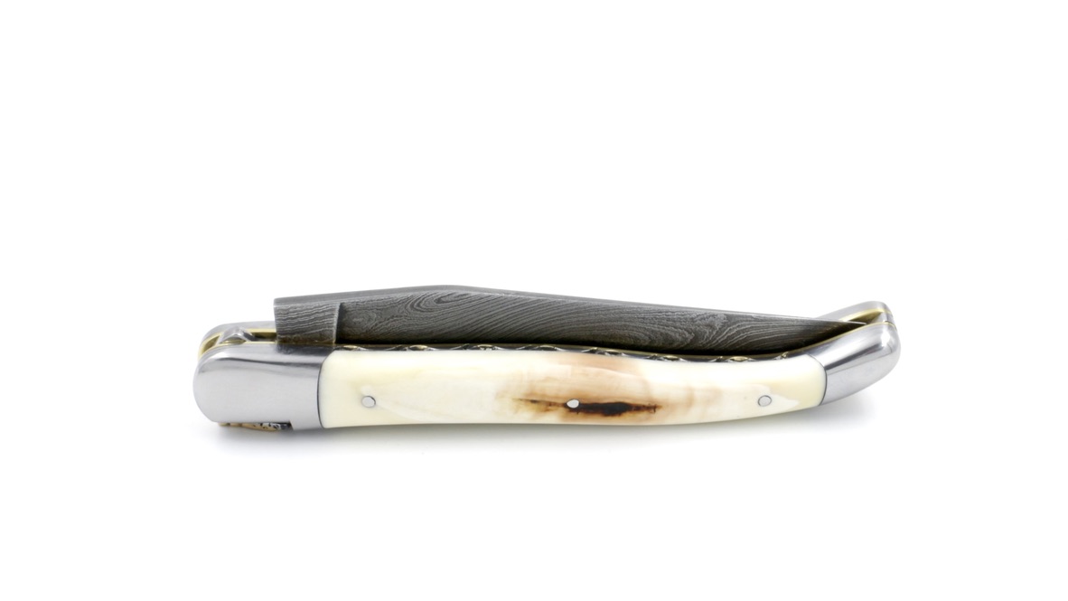 5743E496-396B-4AA3-8F62-22E3FA30EEAC_1_105_c Honoré Durand Laguiole knife unique piece wild damascus,mammoth tusk 12 cm