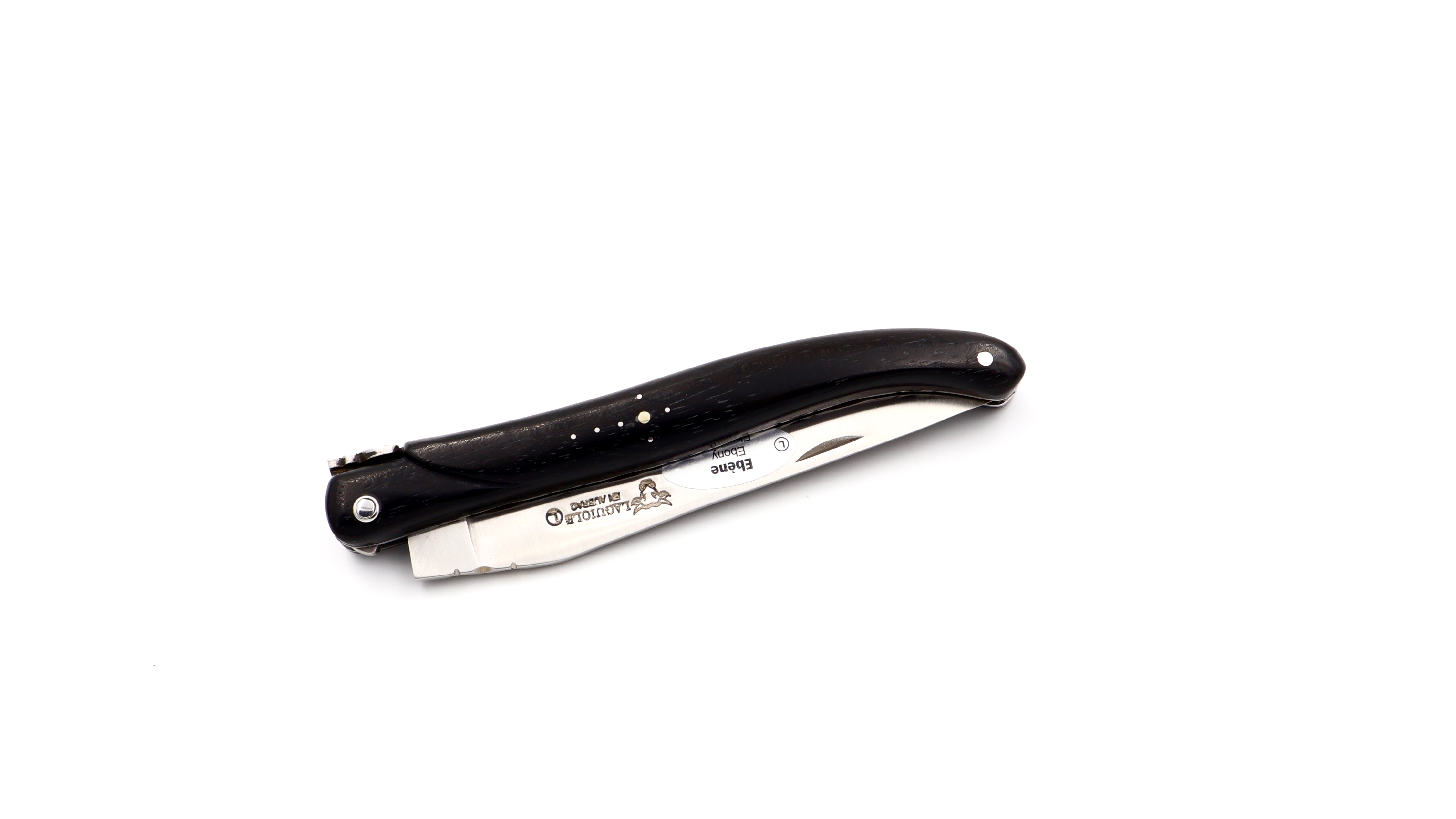 Laguiole en Aubrac Ebenholz guillochiert massiver Griff 12 cm matt