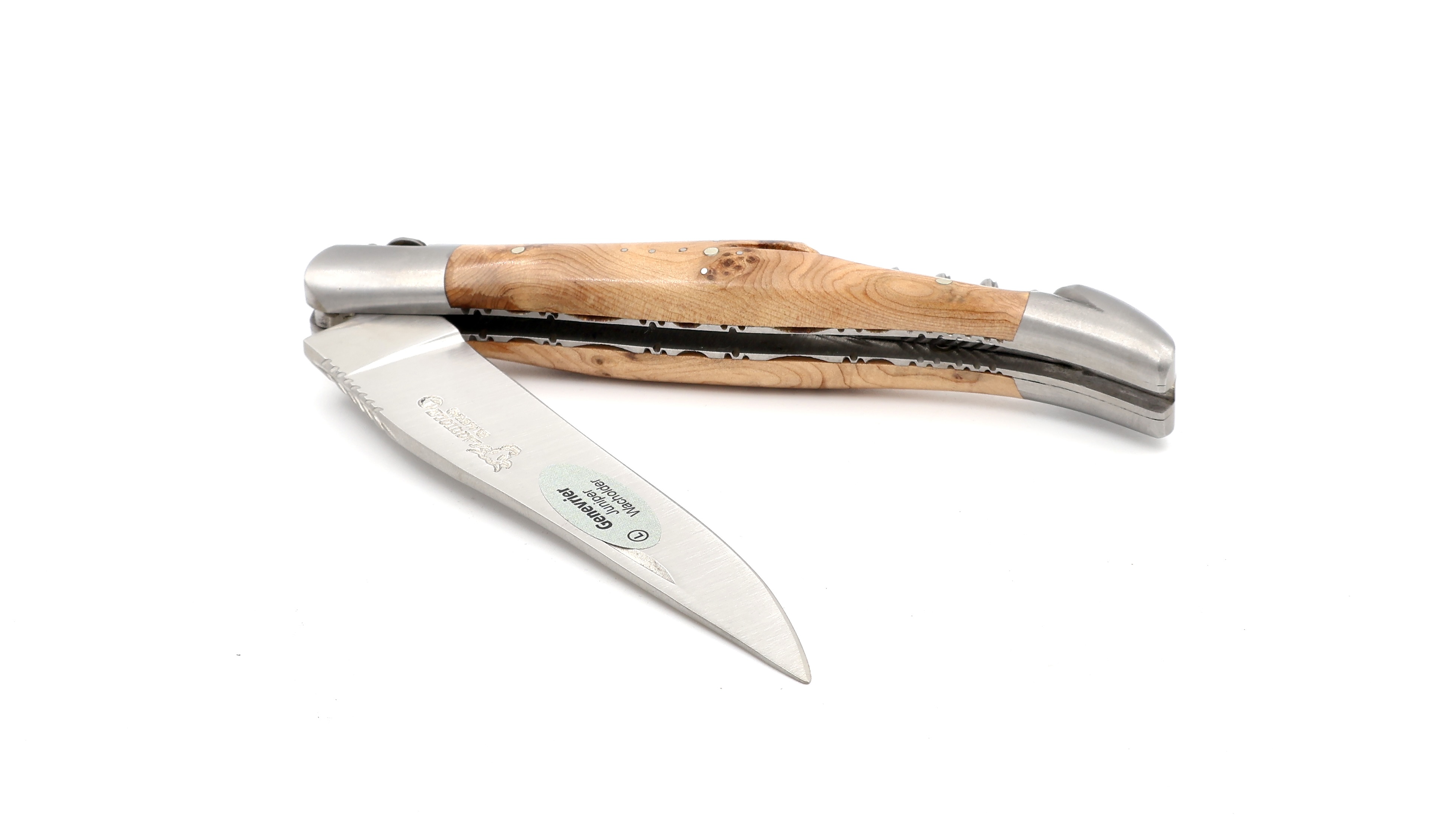 Laguiole en Aubrac juniper with corkscrew chiseled plates 12 cm