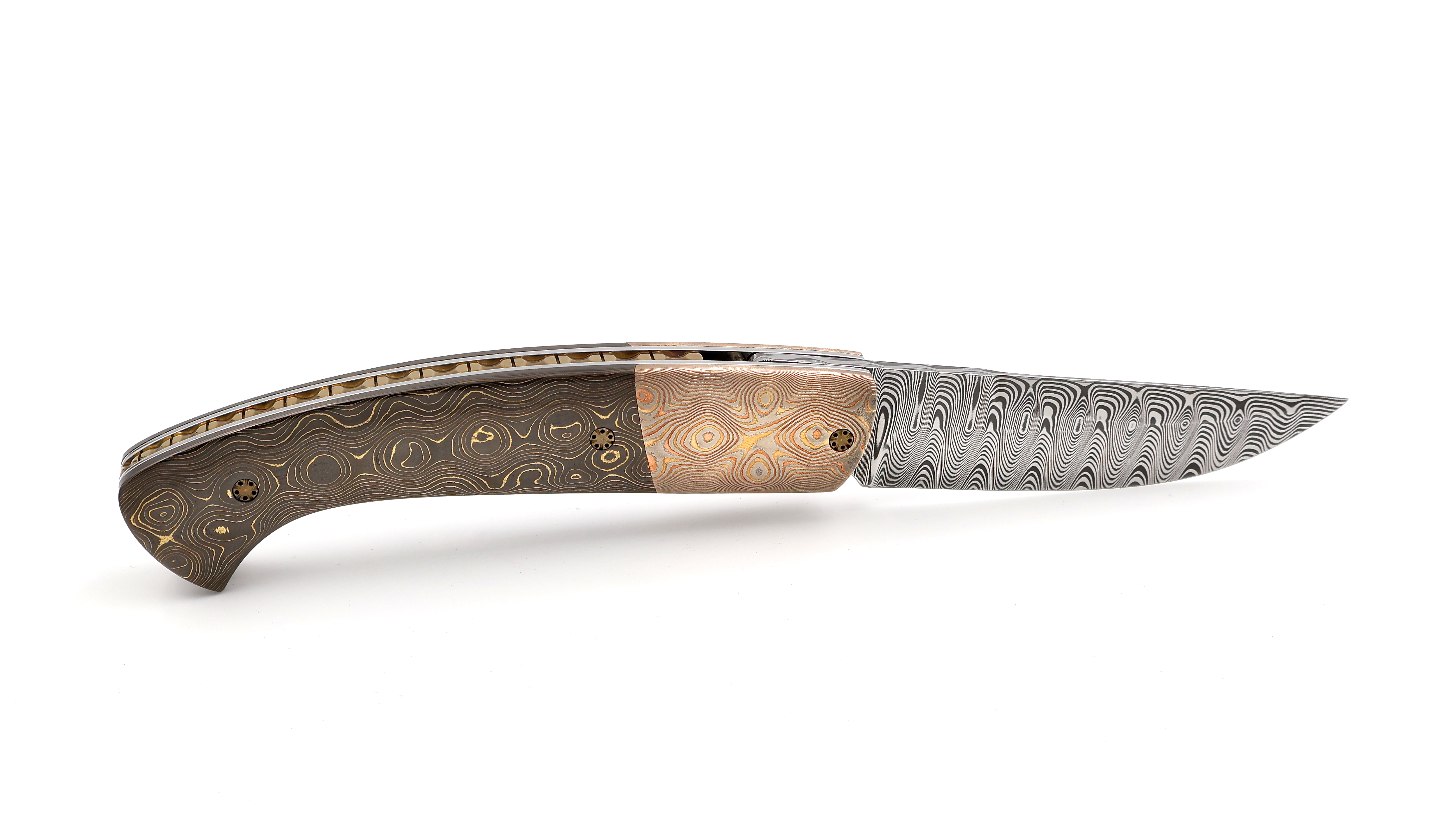 MANU LAPLACE 1515  Mokume Gane & Carbon water drop Damastklinge