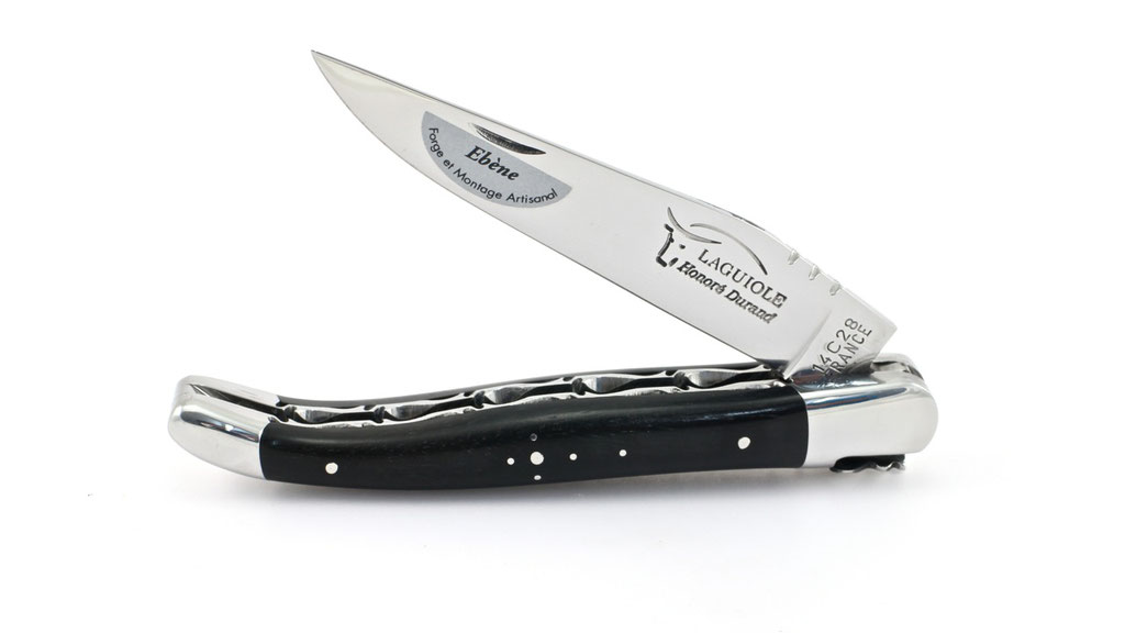 image-7vKMVZfPzmKf5y Honoré Durand Laguiole  Doppelplatine Ebenholz poliert 12 cm
