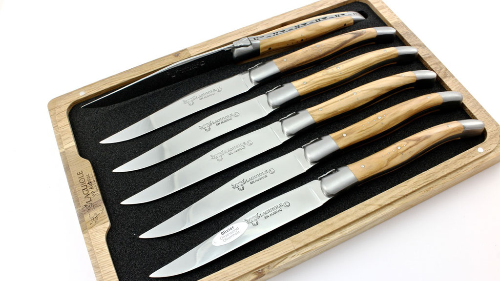 Laguiole en Aubrac Olive Laguiole Steakmesser Set