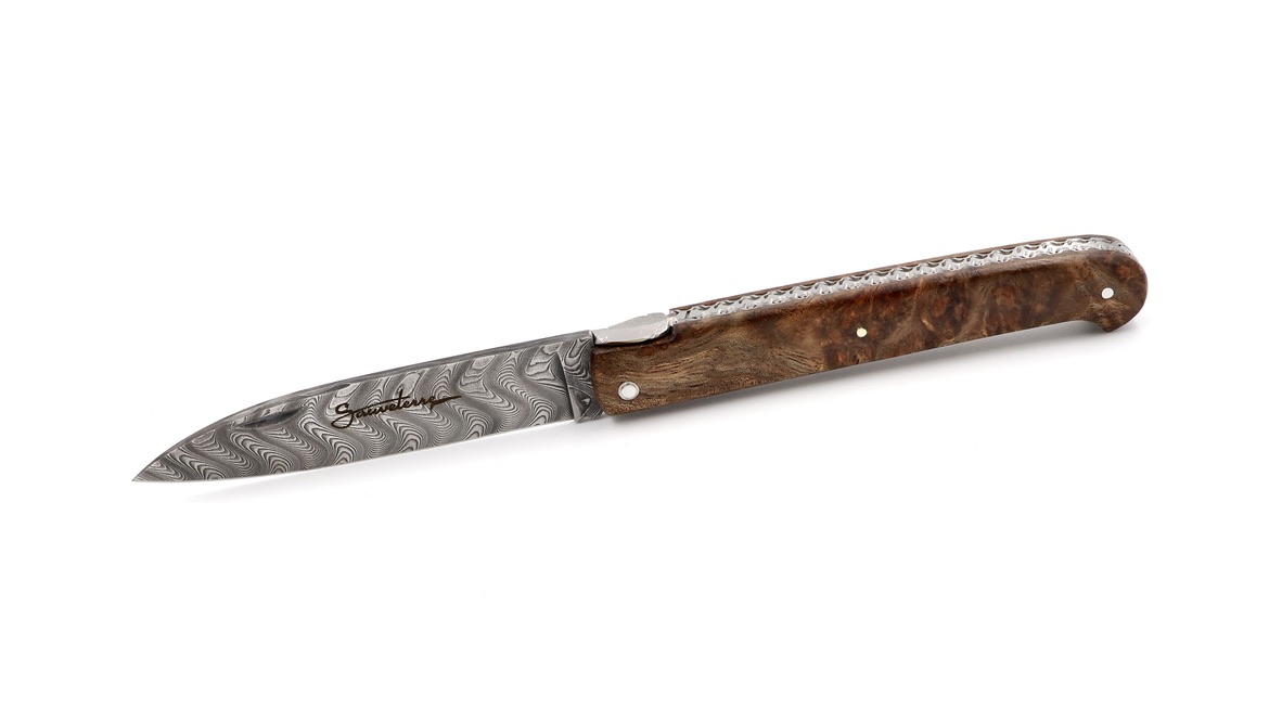 SAUVETERRE knife chiseled snakewood damascus blade 11 cm