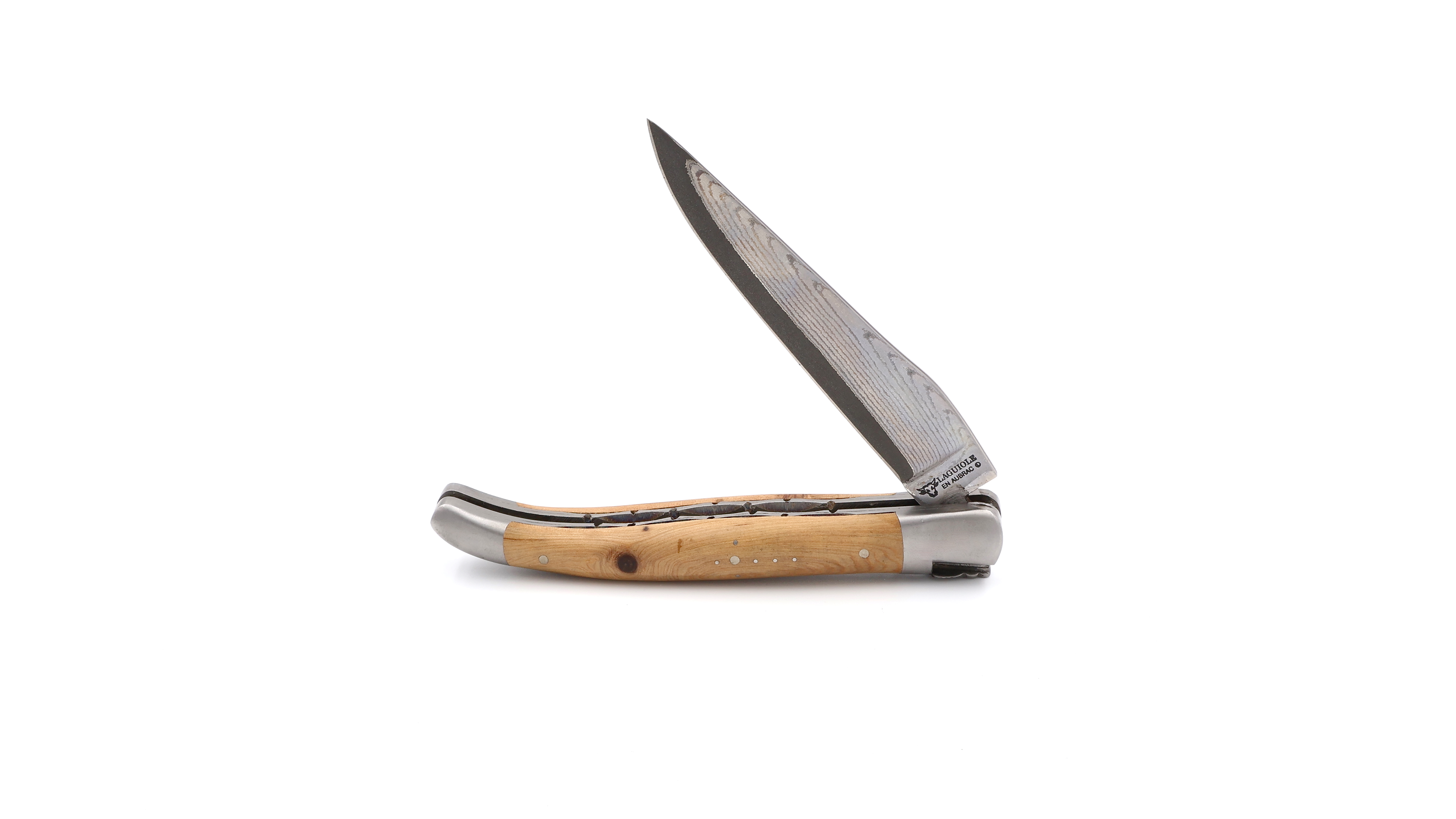 Laguiole en Aubrac jap. Damastklinge Wacholder Doppelplatine 12 cm
