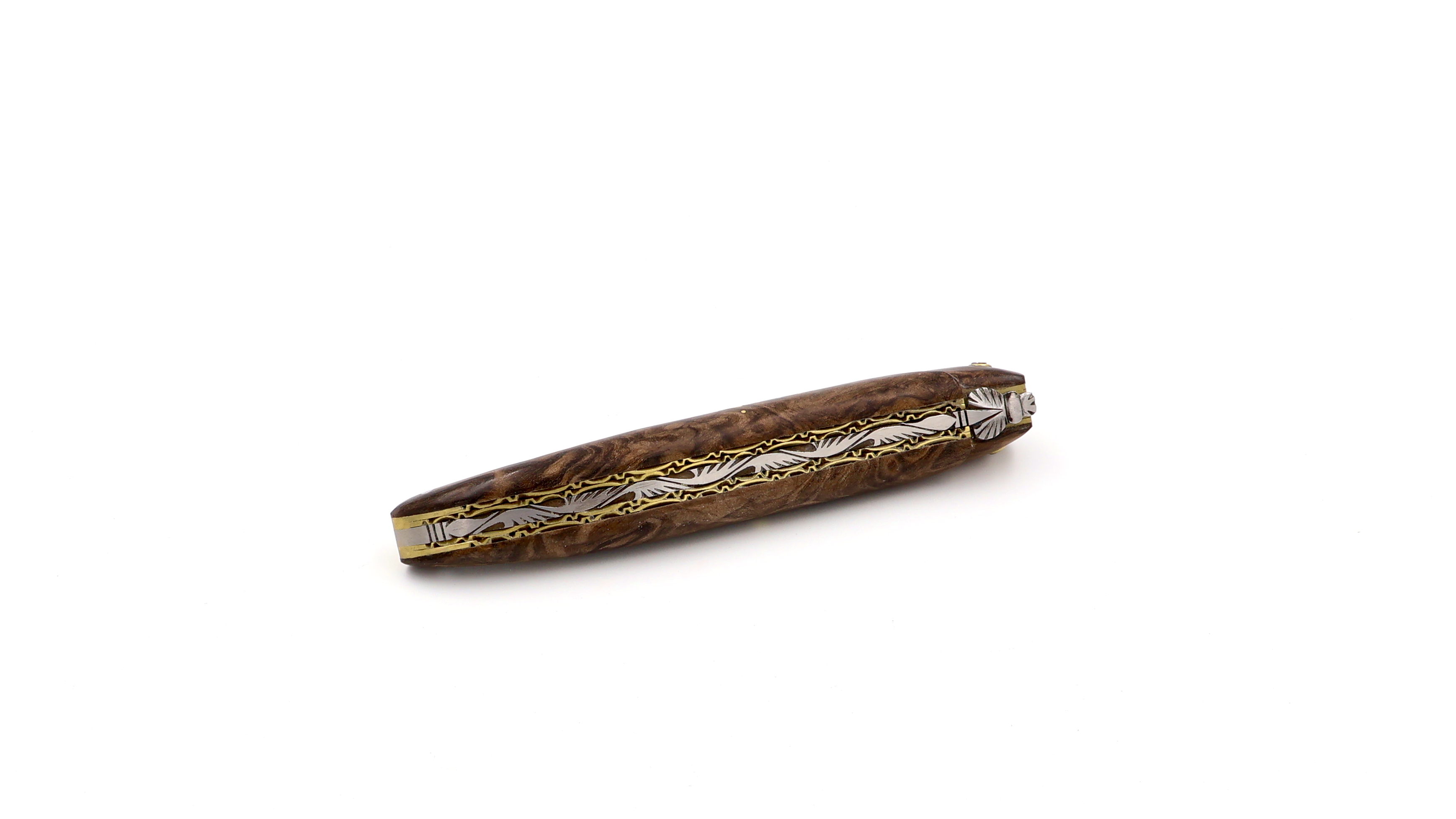 Laguiole en Aubrac Lorbeerholz massiv Messingplatine Doppelplatine 12 cm  