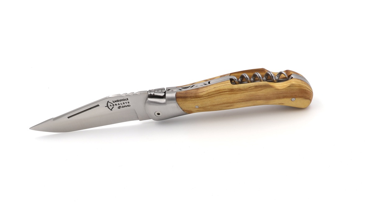 ARBALETE G. David Laguiole hunting knife NATURE with corkscrew Olive wood