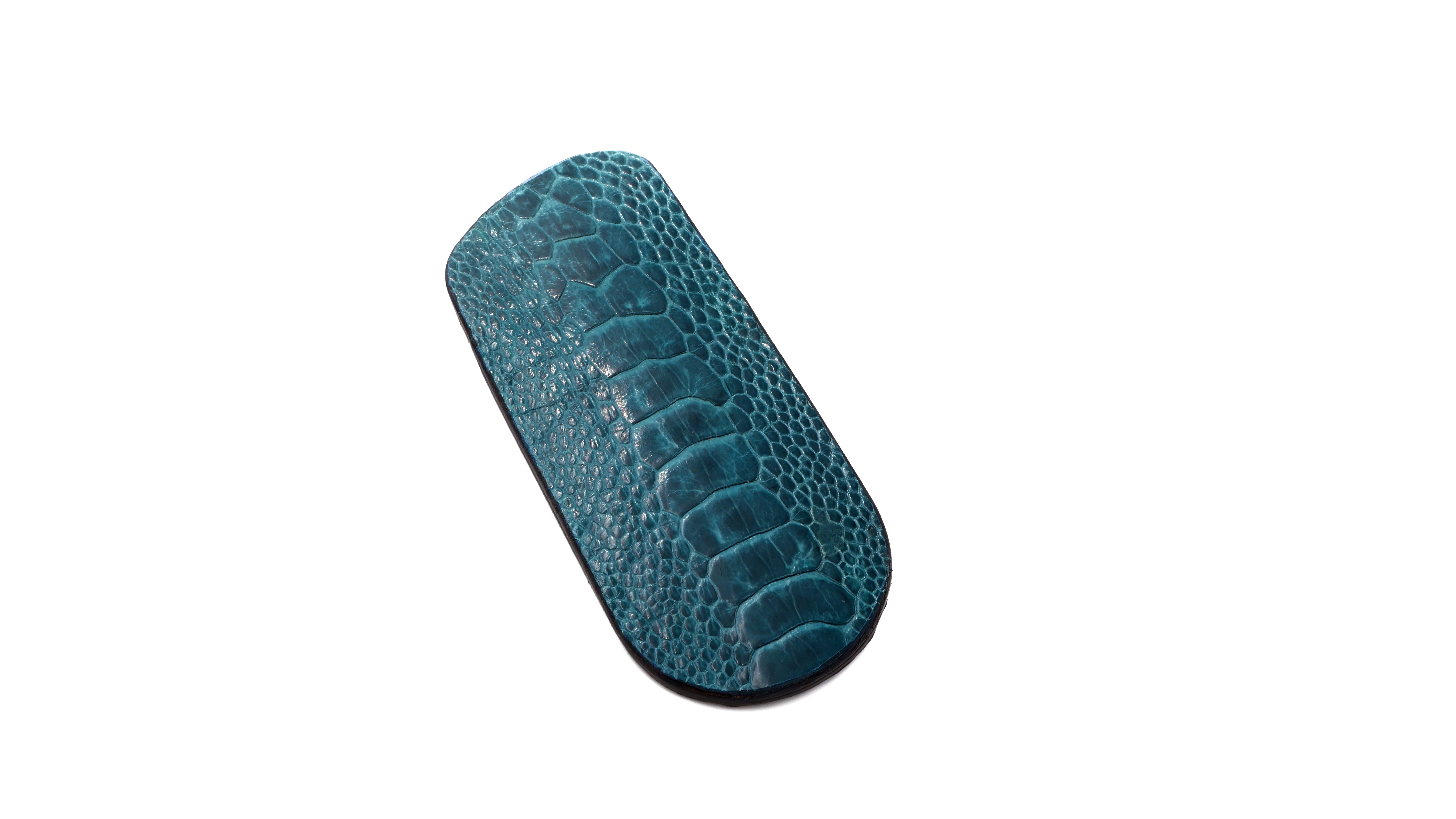Atelier N°7 Stecketui Straussenbein Leder blau/gürn 14 cm 