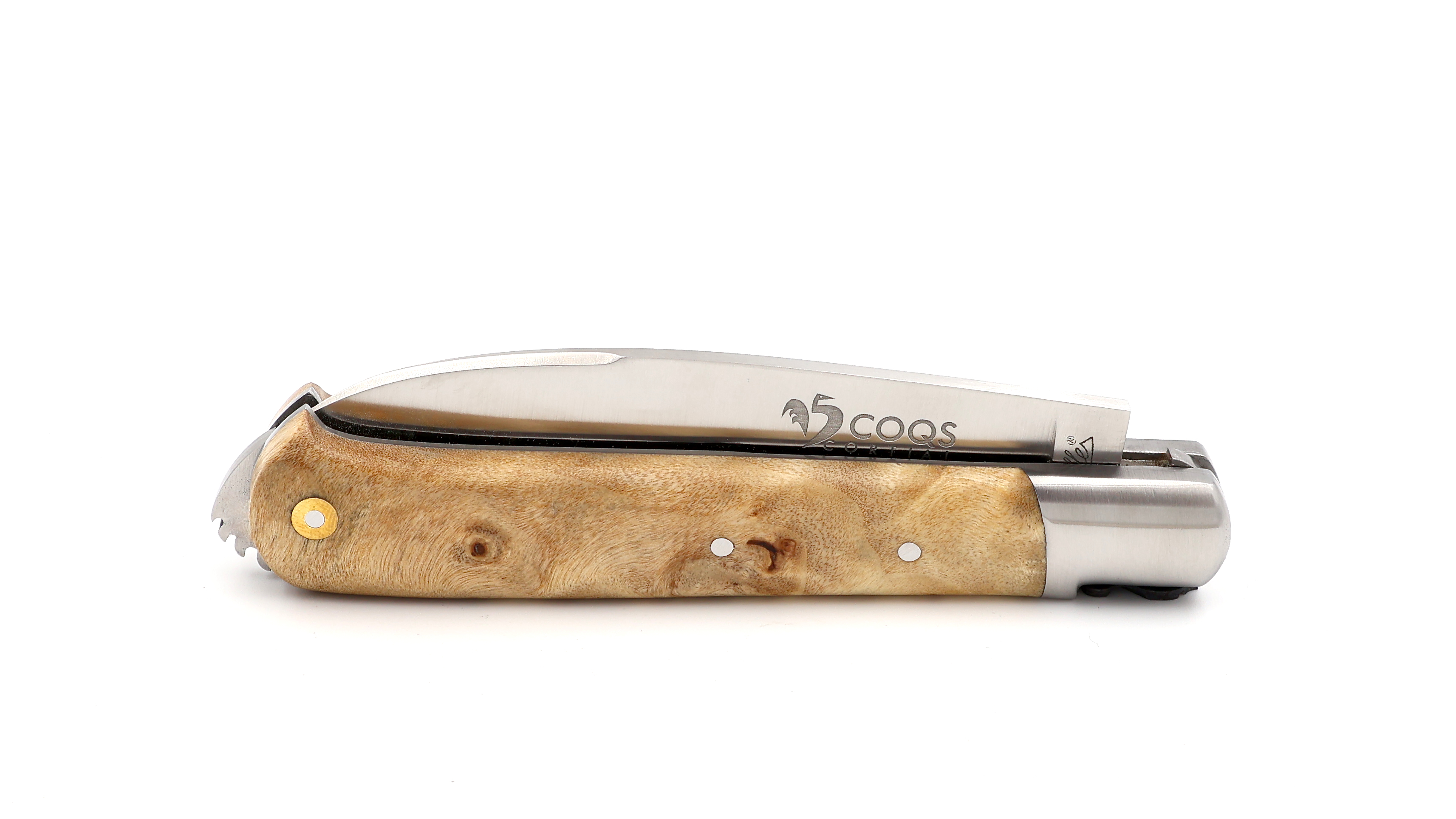 Fontenille Pataud 5 Coqs knife poplar burlwood