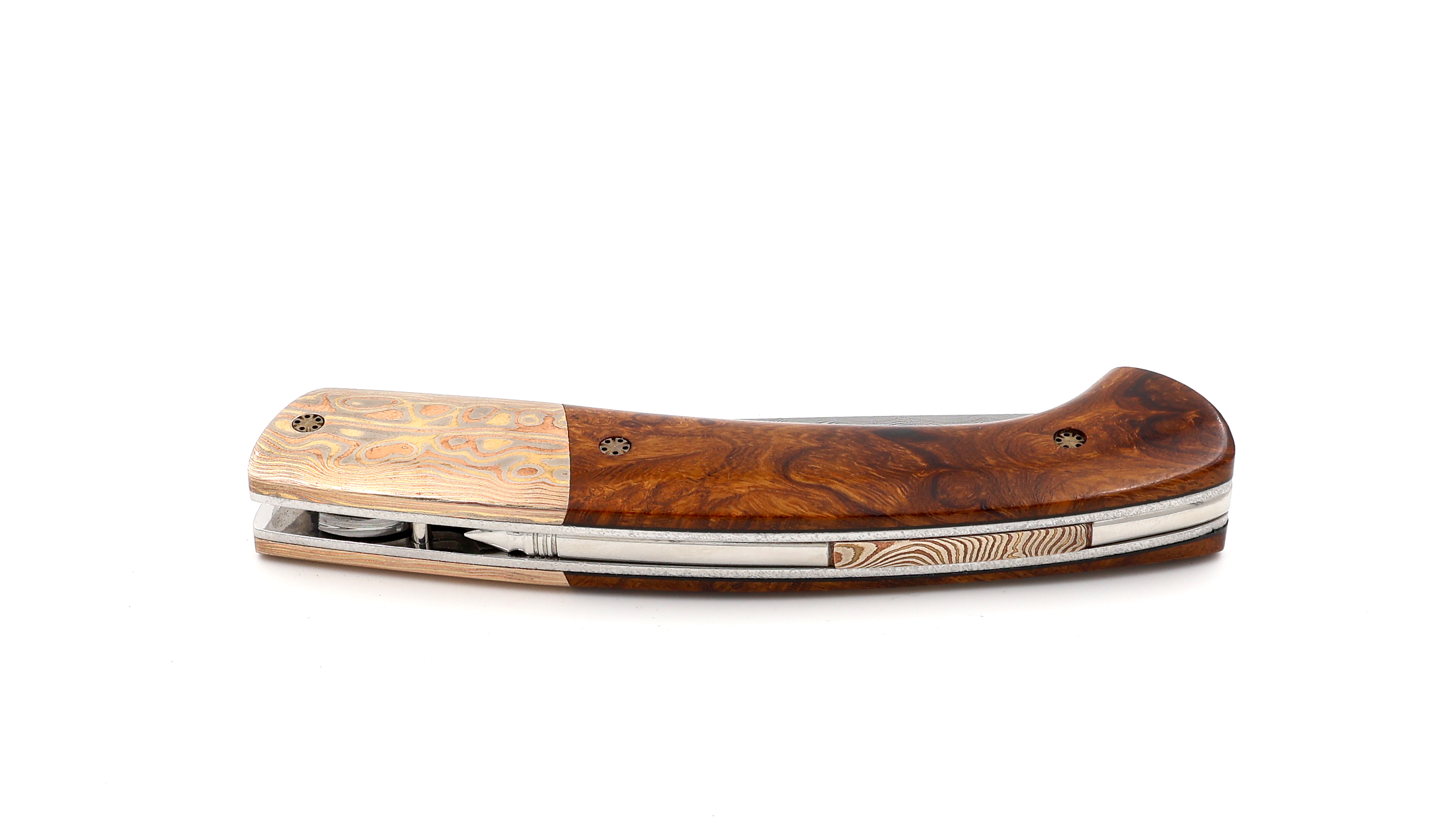 MANU LAPLACE 1515 Drop burl of ironwood mokume damascus Damascus blade