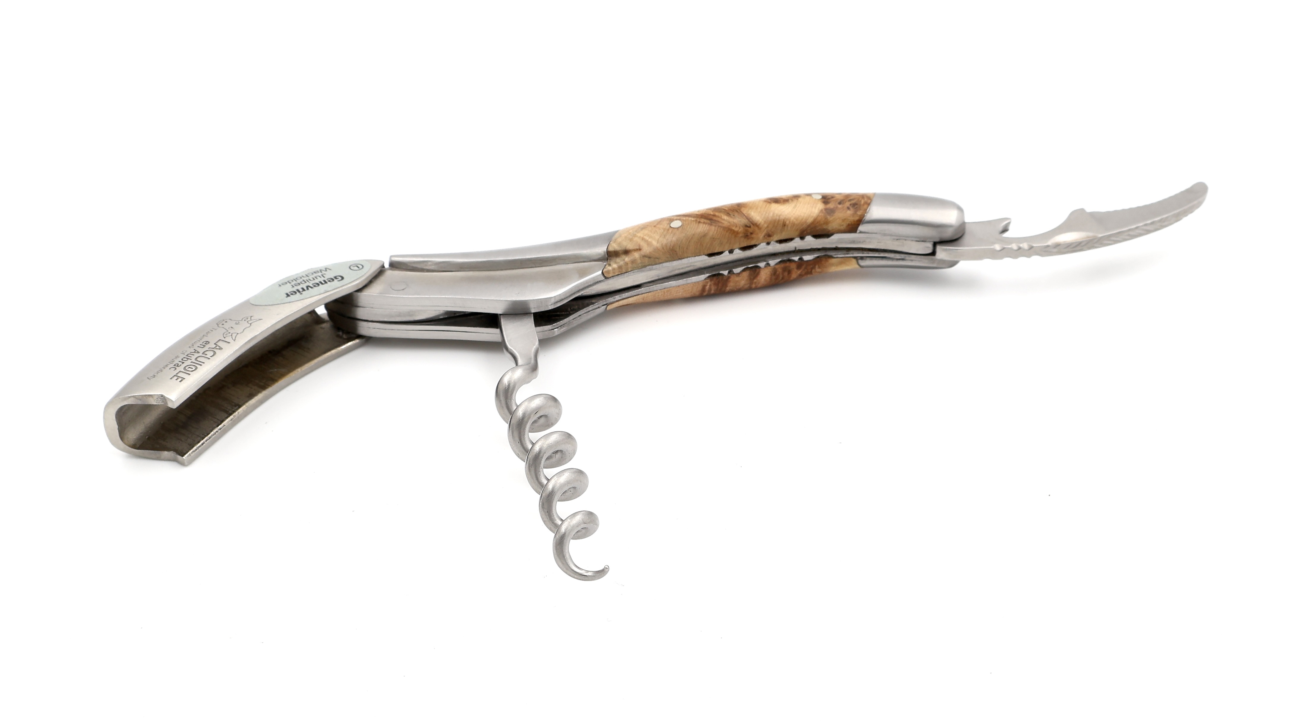 Laguiole en Aubrac Laguiole Sommelier knife juniper handcarved plates