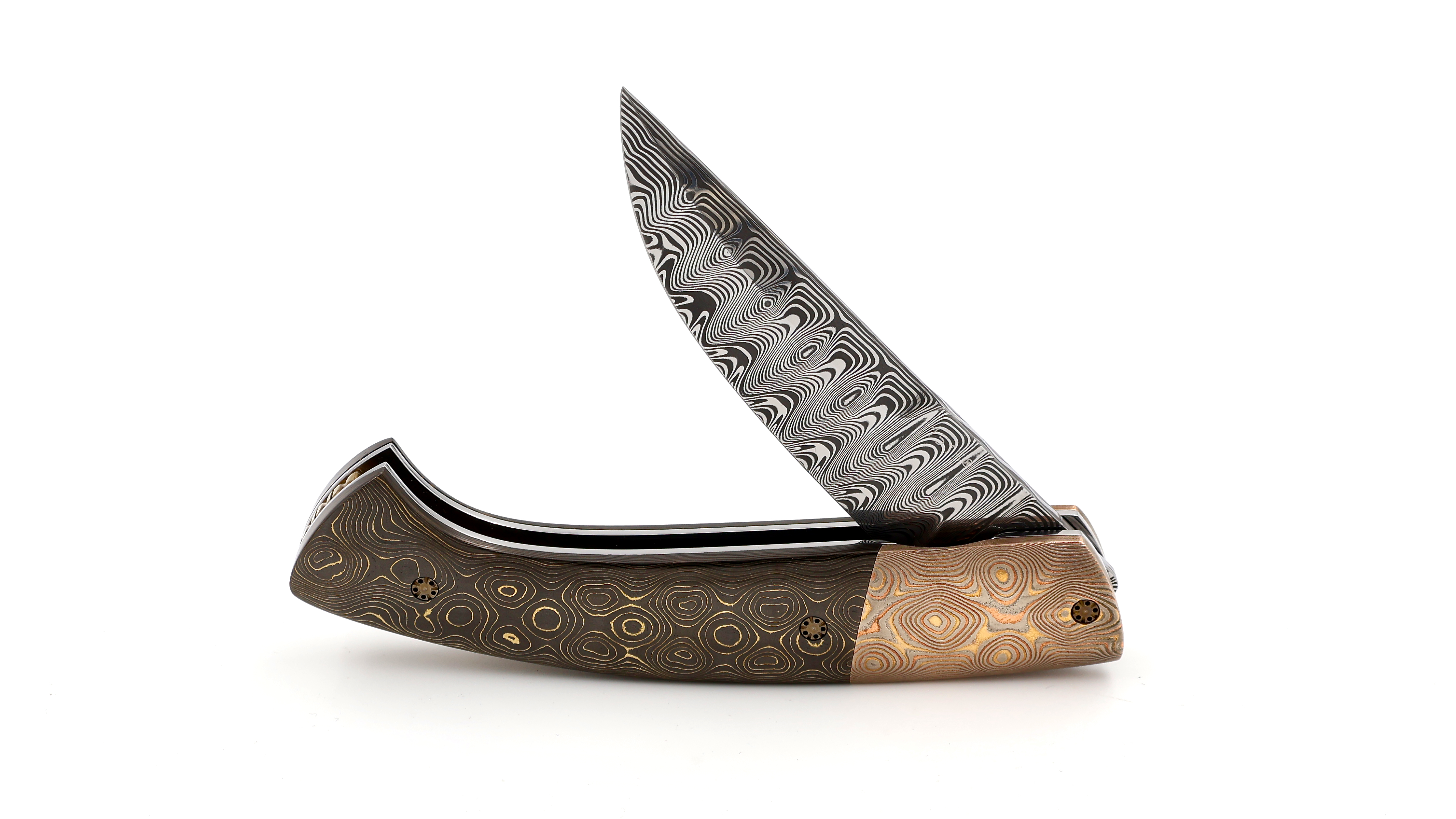 MANU LAPLACE 1515  Mokume Gane & Carbon water drop Damastklinge