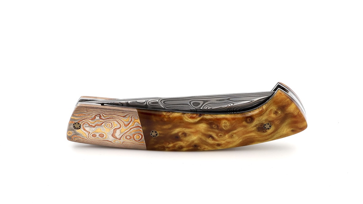 MANU LAPLACE 1515  ZULU Mokume & Ahorn Wurzelholz Damastklinge