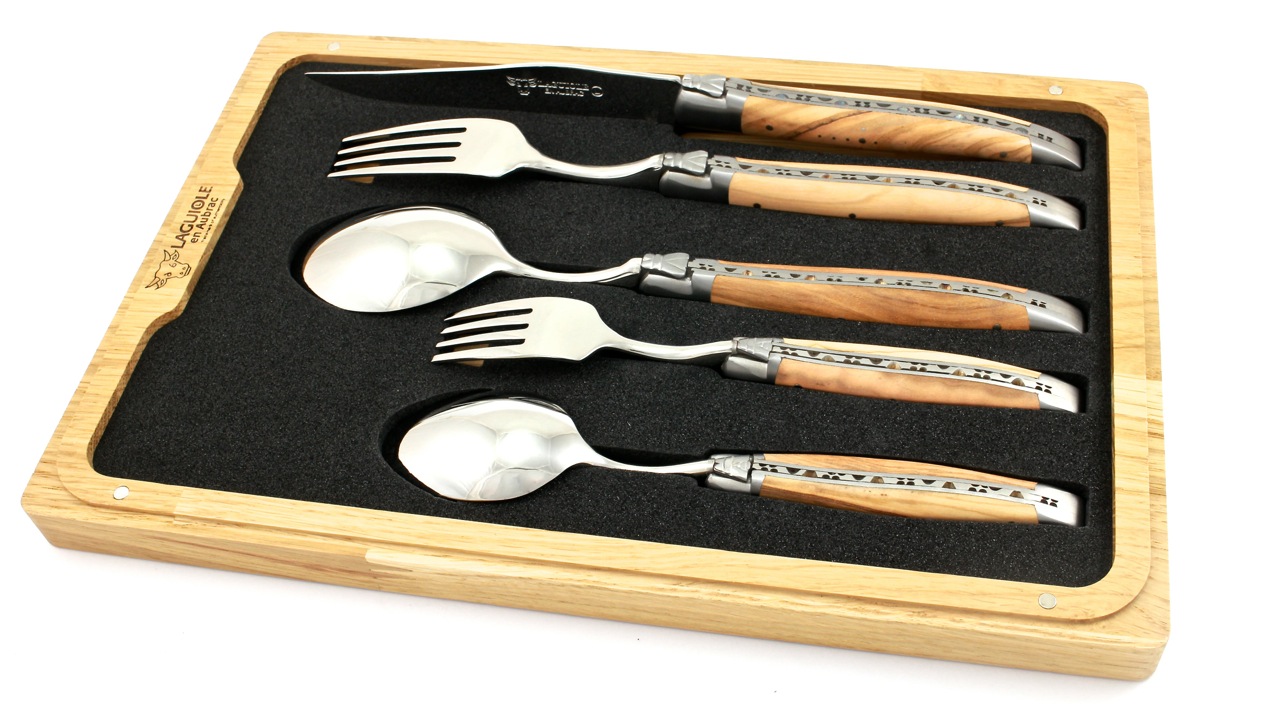 Olive-5-tlg Laguiole en Aubrac Laguiole  Besteckset 5-tlg Olive