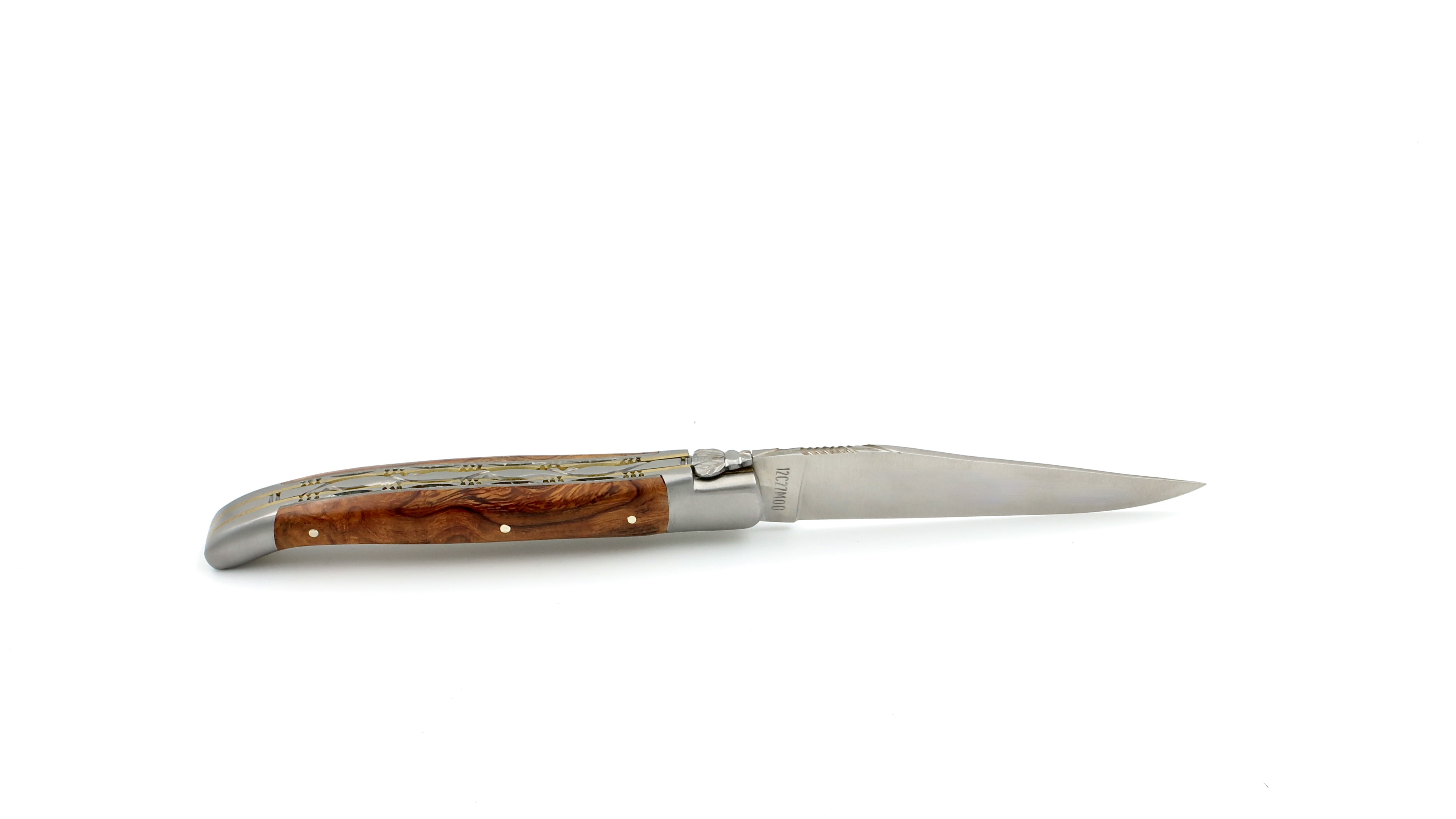 Laguiole en Aubrac Wüsteneisenholz Wurzel Doppelplatine Messing 12 cm  Laguiole en Aubrac Wüsteneisenholz Wurzel Doppelplatine Messing 12 cm