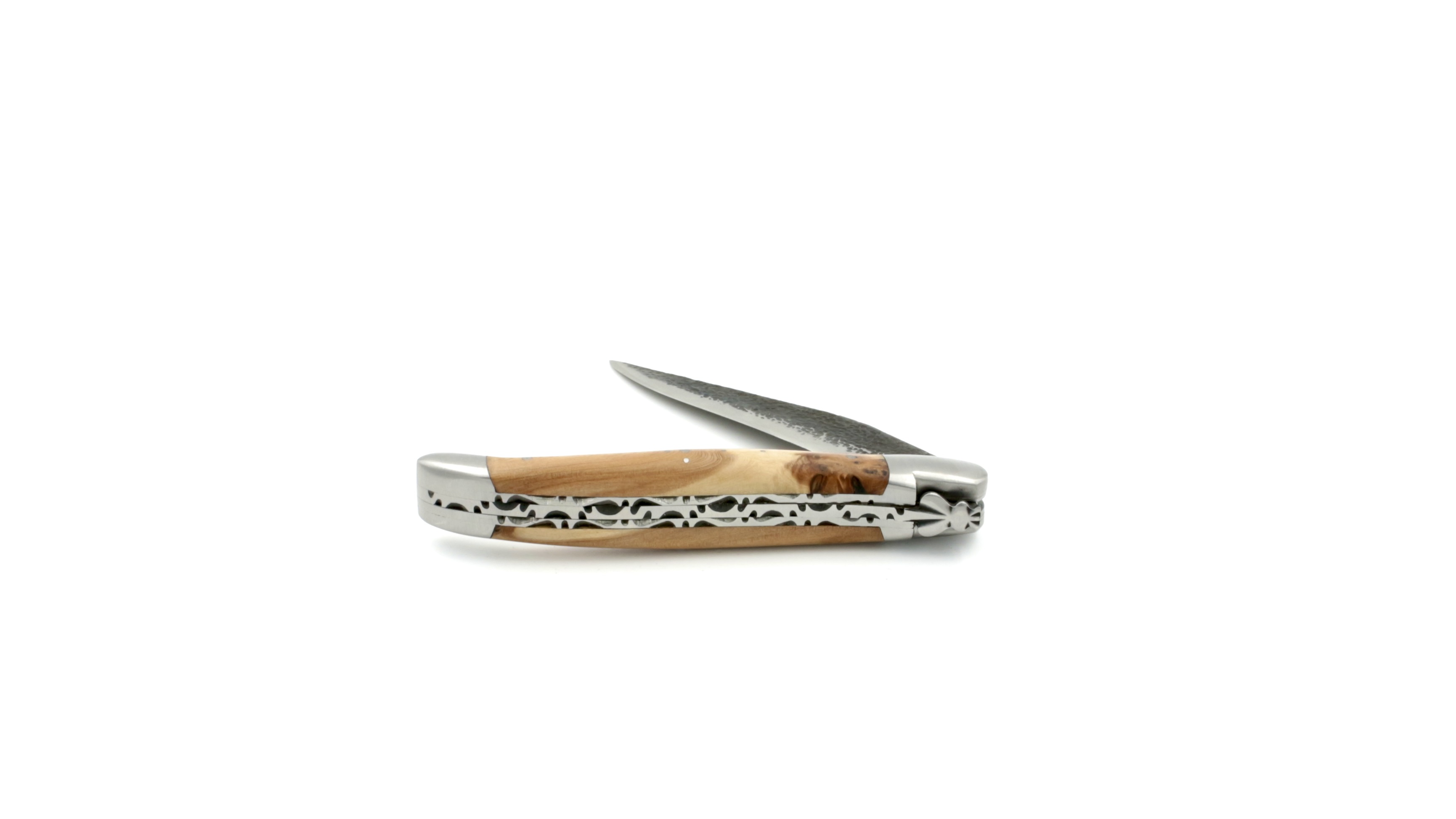 093E8AA3-DEA6-4B45-A07C-DCB7031E0301_1_201_a Honoré Durand Laguiole Doppelplatine Klinge Brut de Forge Wacholder 12 cm