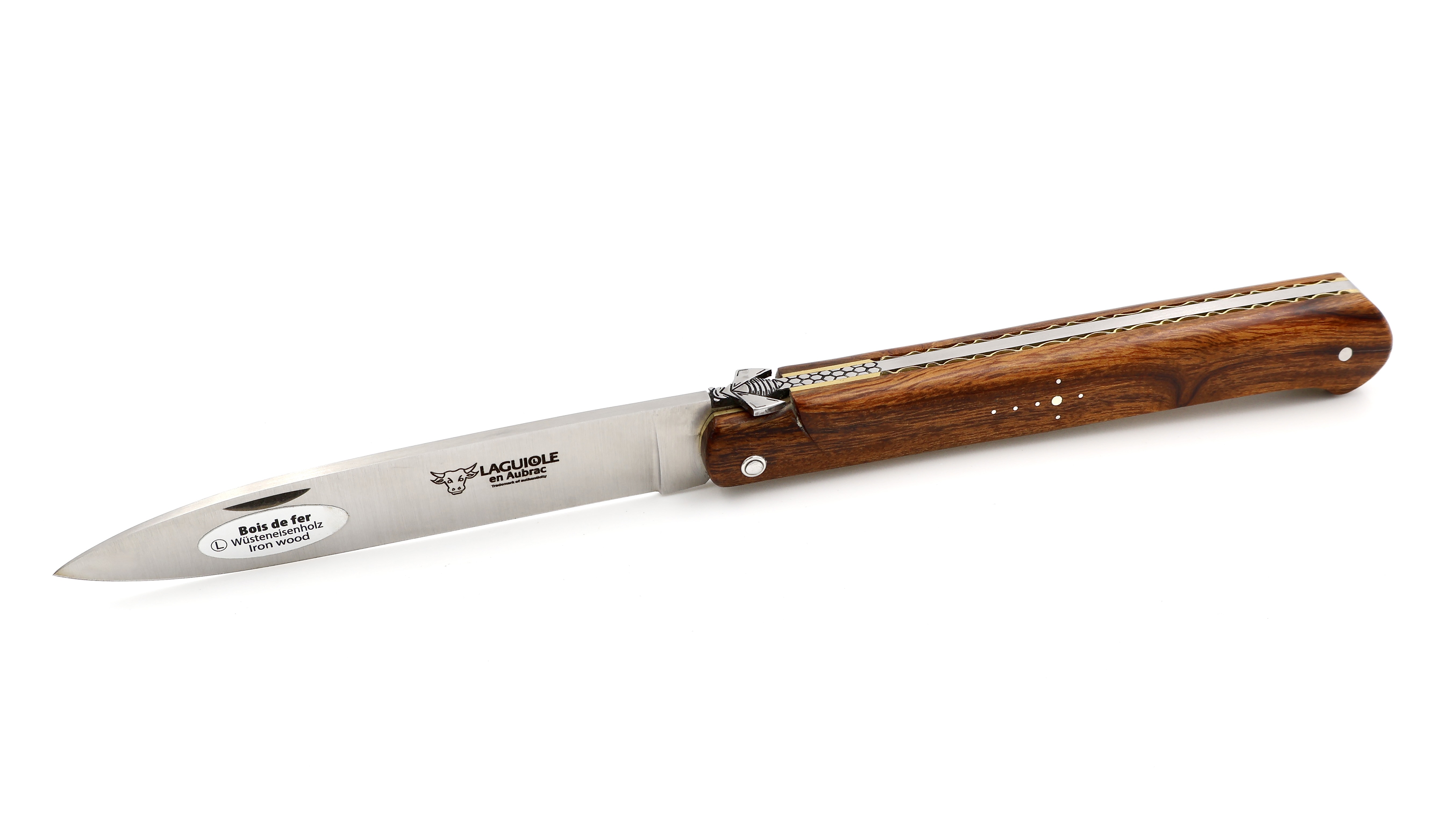 Laguiole en Aubrac Meisterstück DROIT - das Gerade - Wüsteneisen-Wurzelholz 13 cm