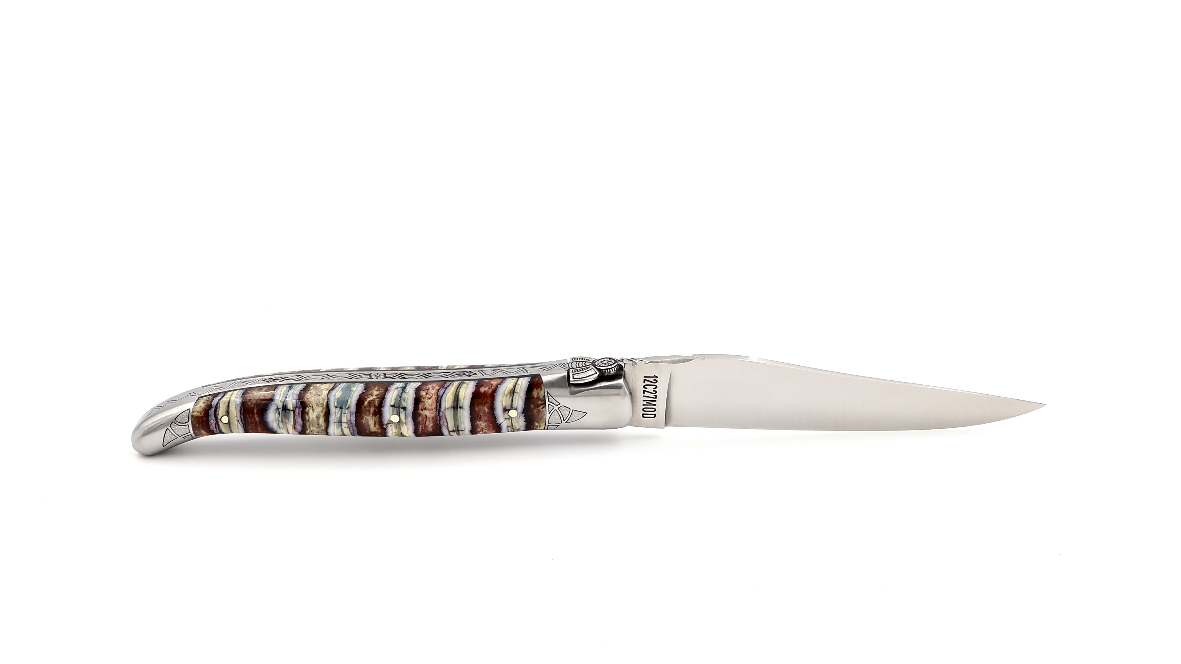 Laguiole en Aubrac Laguiole knife unique piece stabilzed mammoth tusk 12 cm 