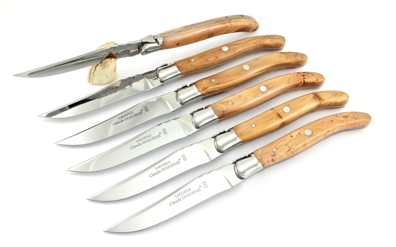 Claude DOZORME Laguiole Steakmesser Set 6-tlg. Wacholder poliert