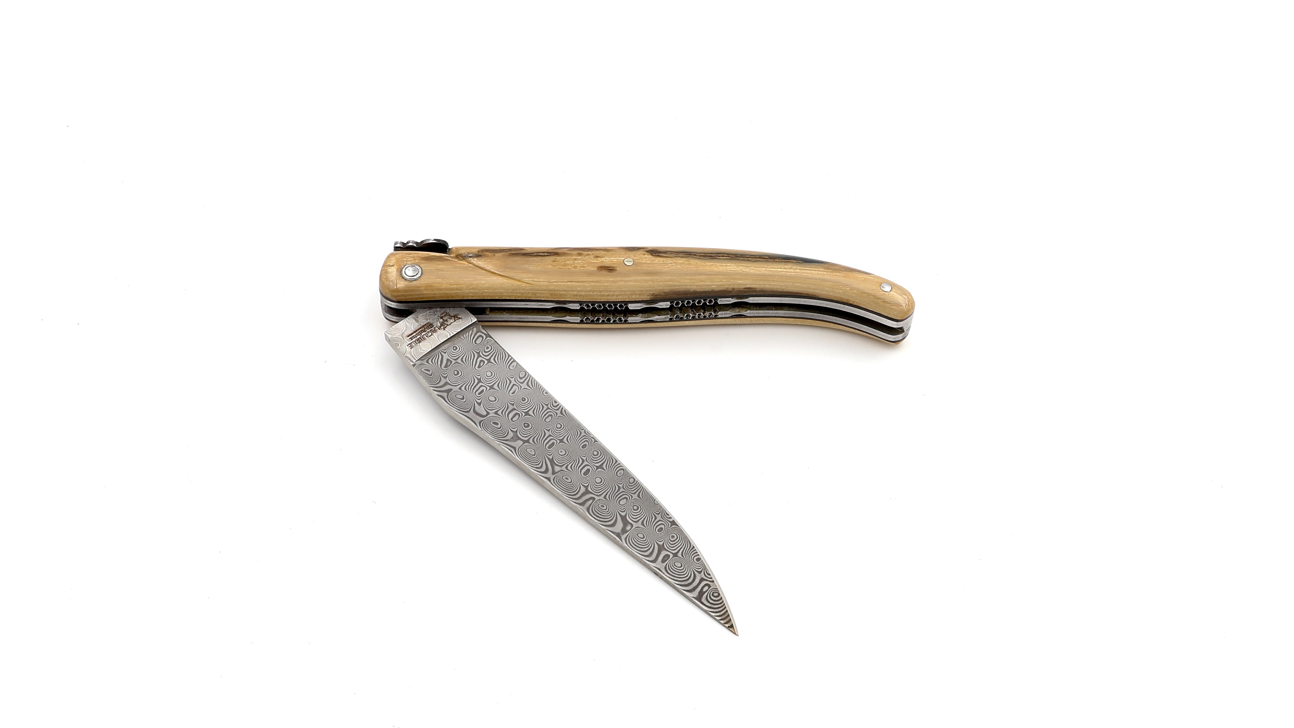 Laguiole en Aubrac DSC® Rosendamast Mammutelfenbein Kruste massiv Doppelplatinen 12 cm 