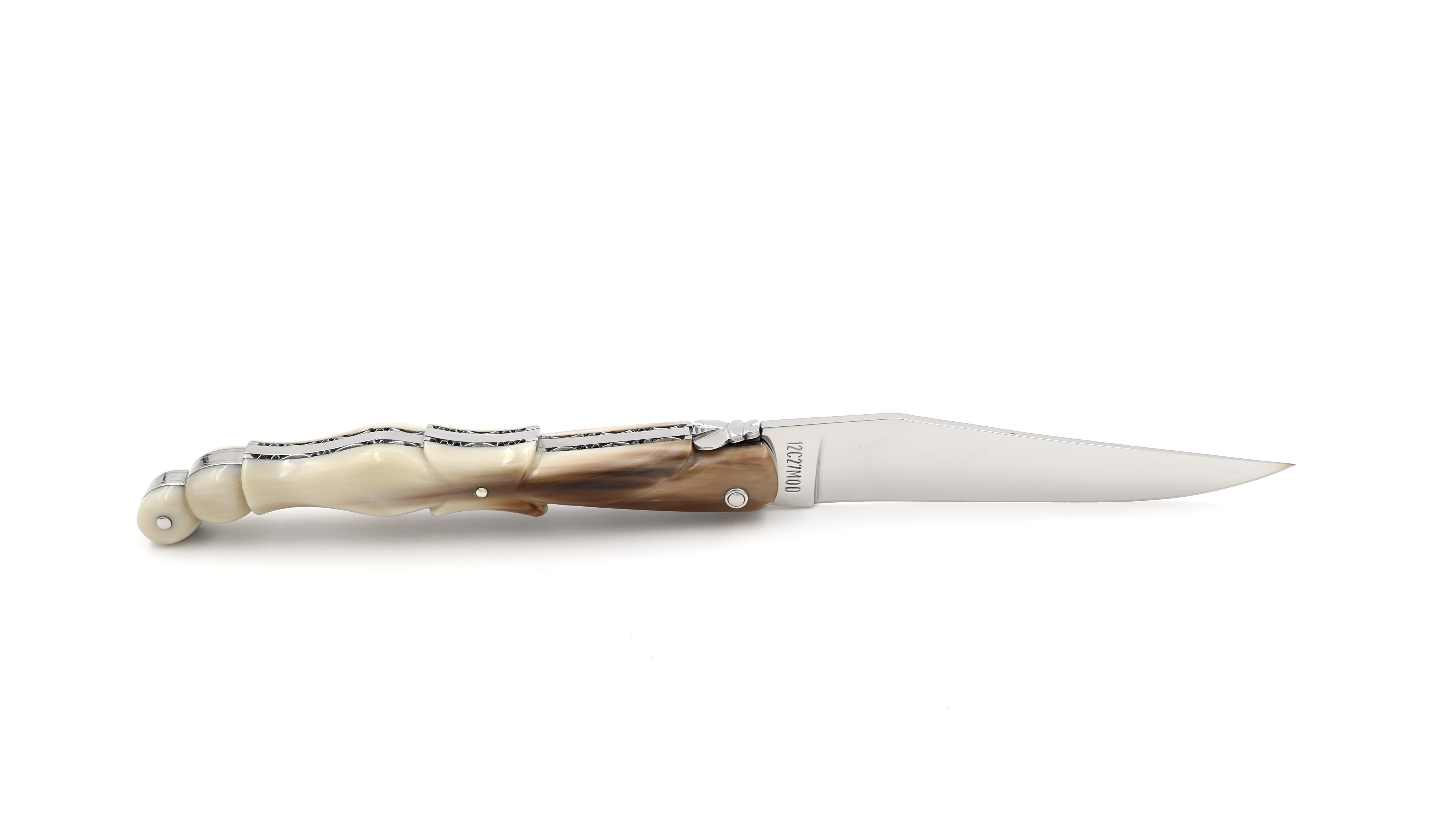 Laguiole en Aubrac Taubenflügel guillochiert Hornspitze 12 cm