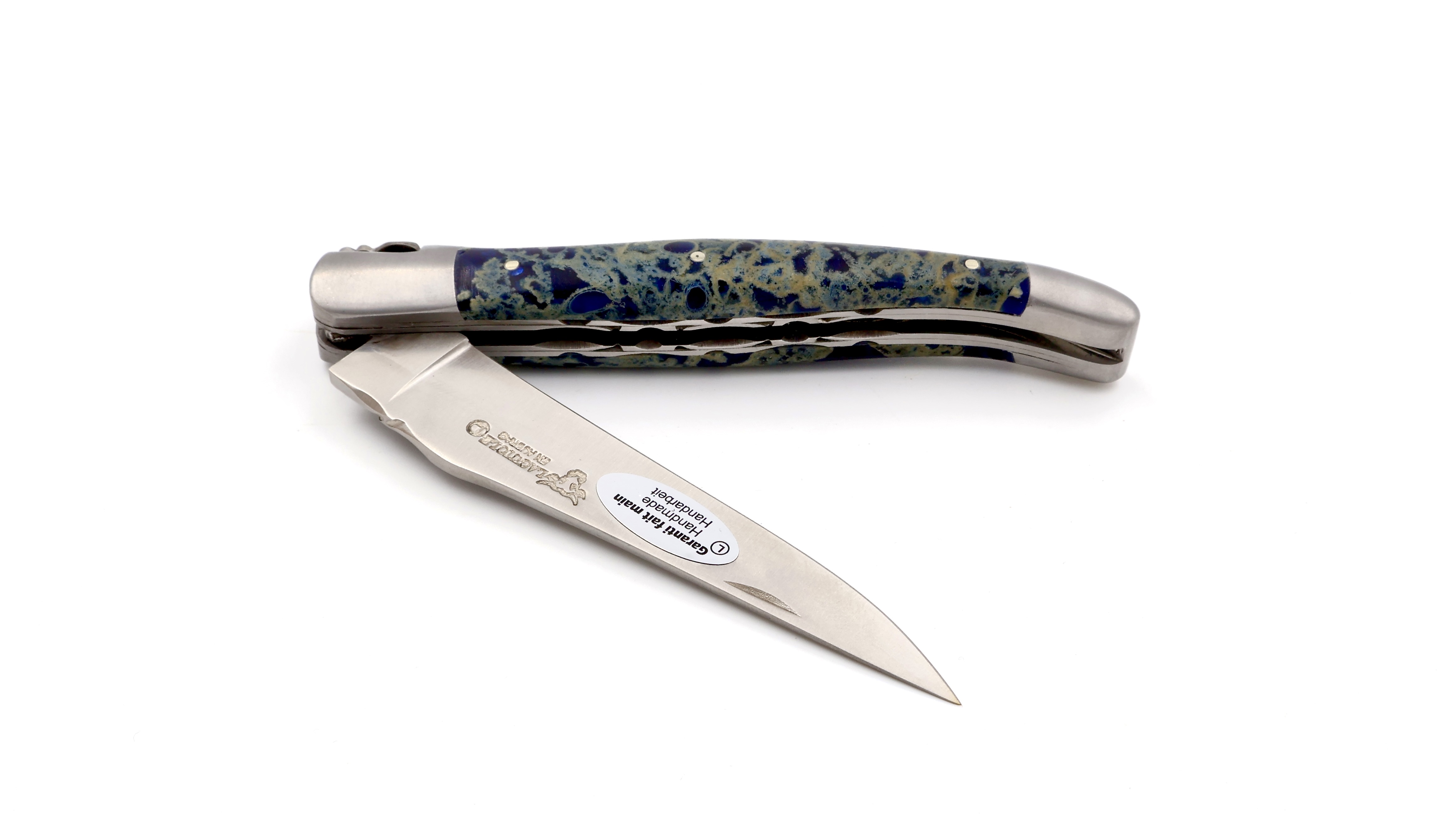 Laguiole en Aubrac blauer Lavastein Doppelplatine 12 cm Laguiole en Aubrac blauer Lavastein Doppelplatine 12 cm