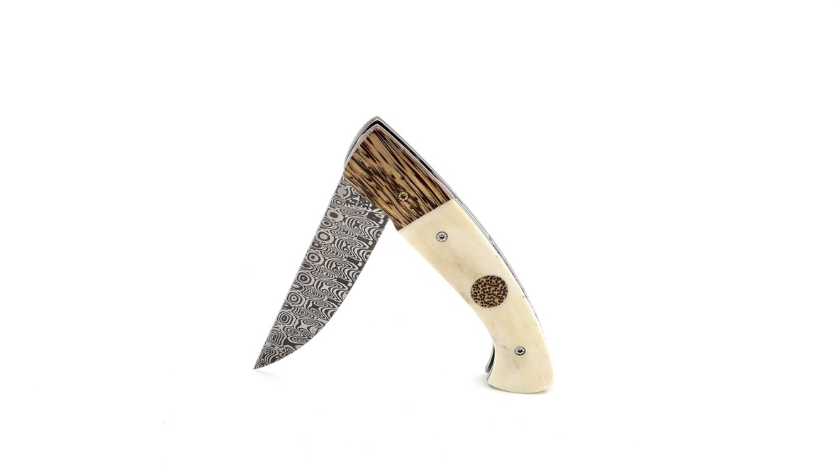MANU LAPLACE 1515 ZULU palmwood and buffalo bone damascus