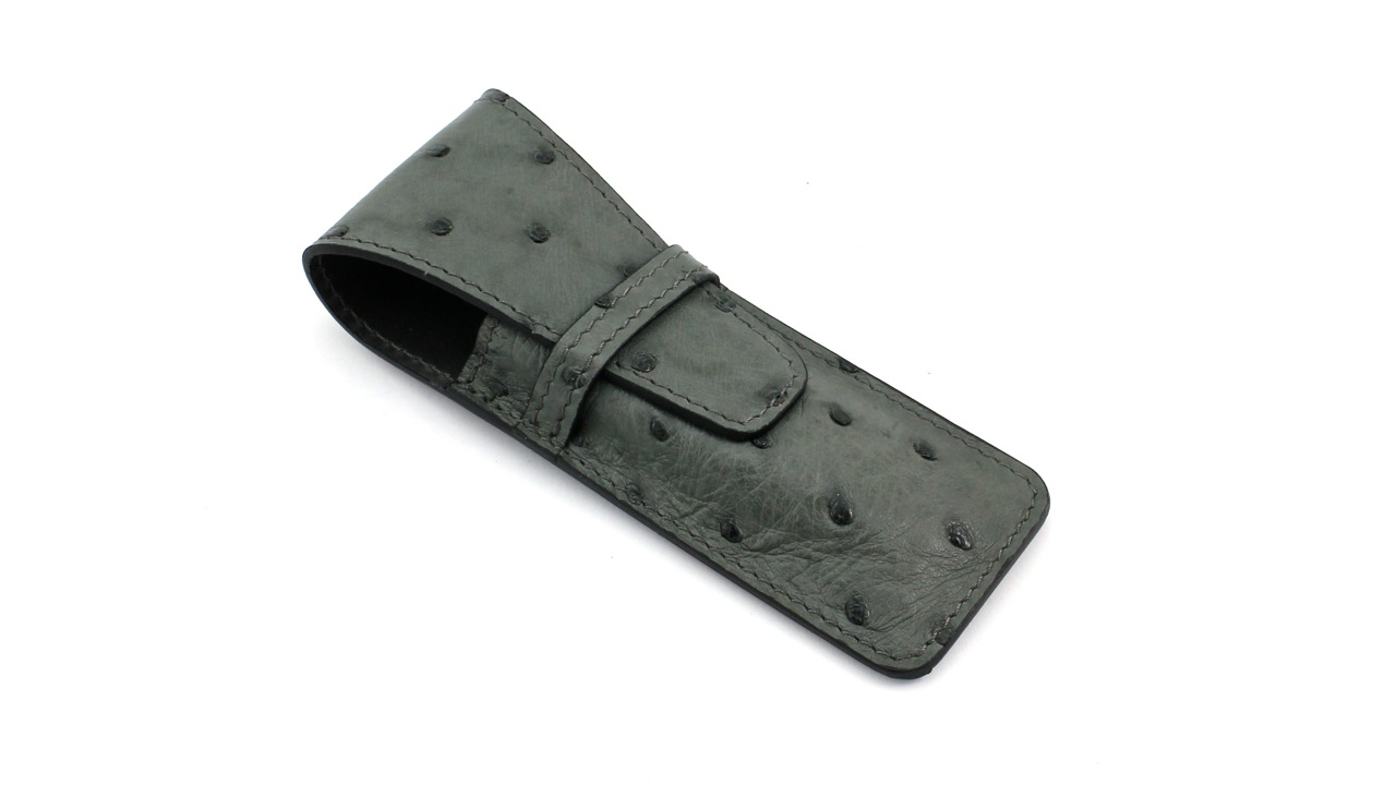 Taschenetui LUX Straussenleder von MAX CAPDEBARTHES 12 cm grau