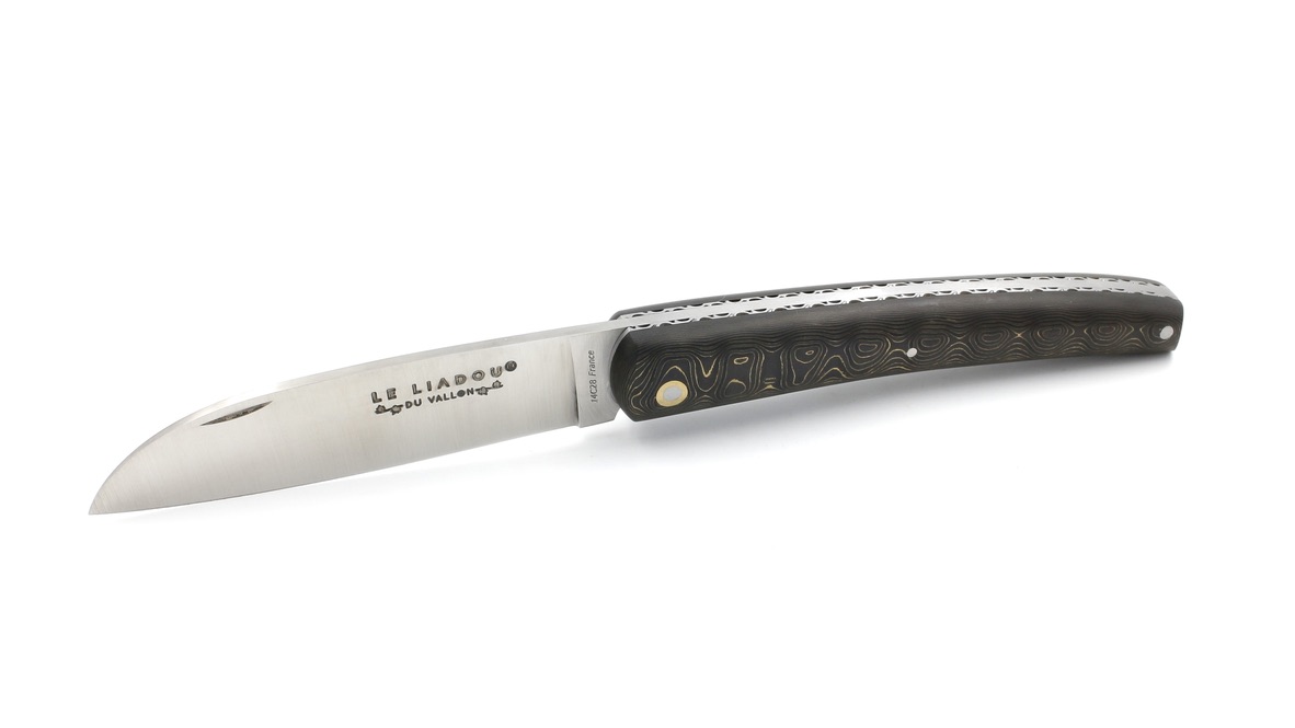 Liadou du Vallon® Winzermesser FAT Carbon gold guillochiert 12 cm