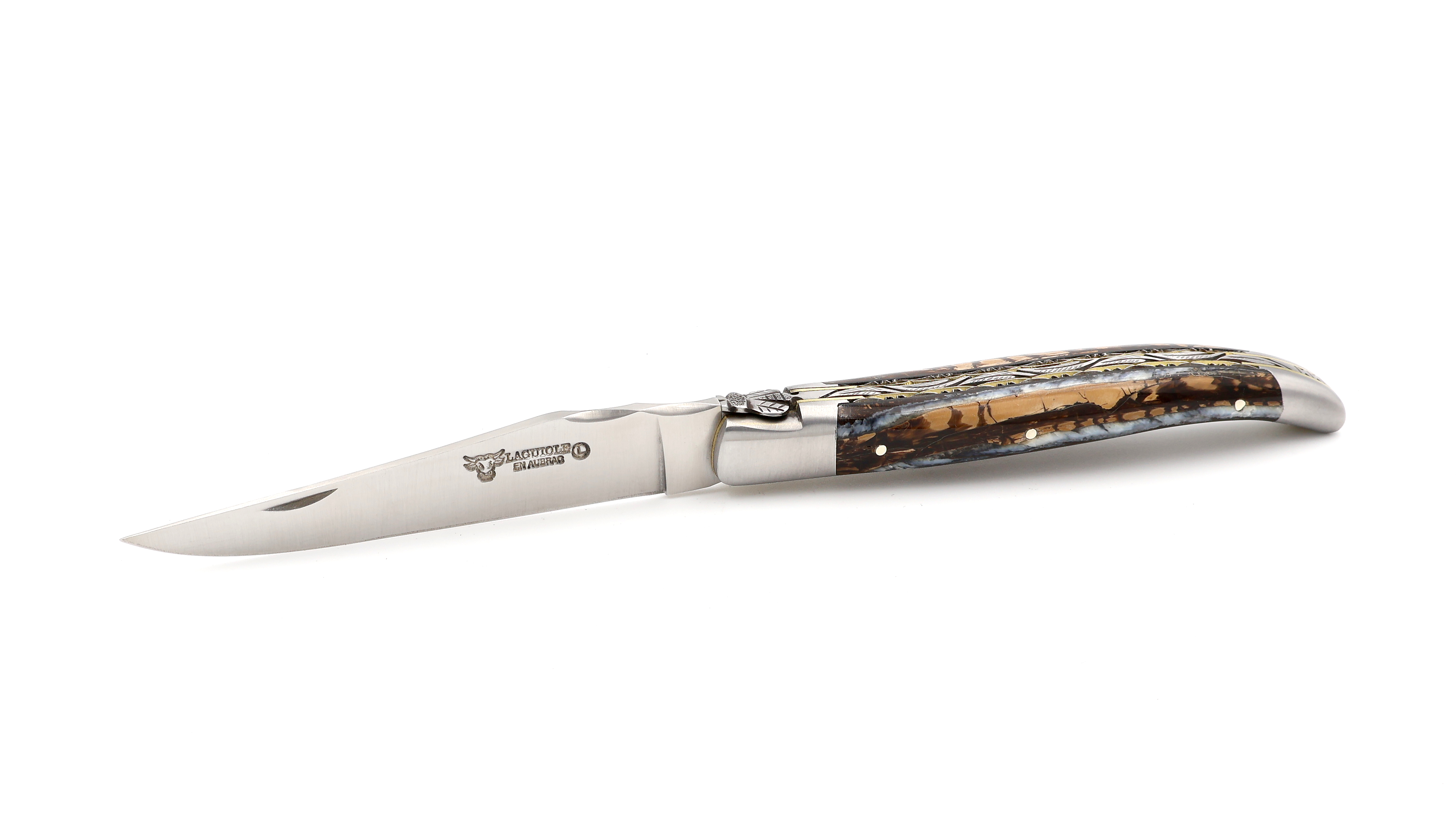 Laguiole en Aubrac Meisterstück Mammutelfenbein Kruste Doppelplatine 12 cm
