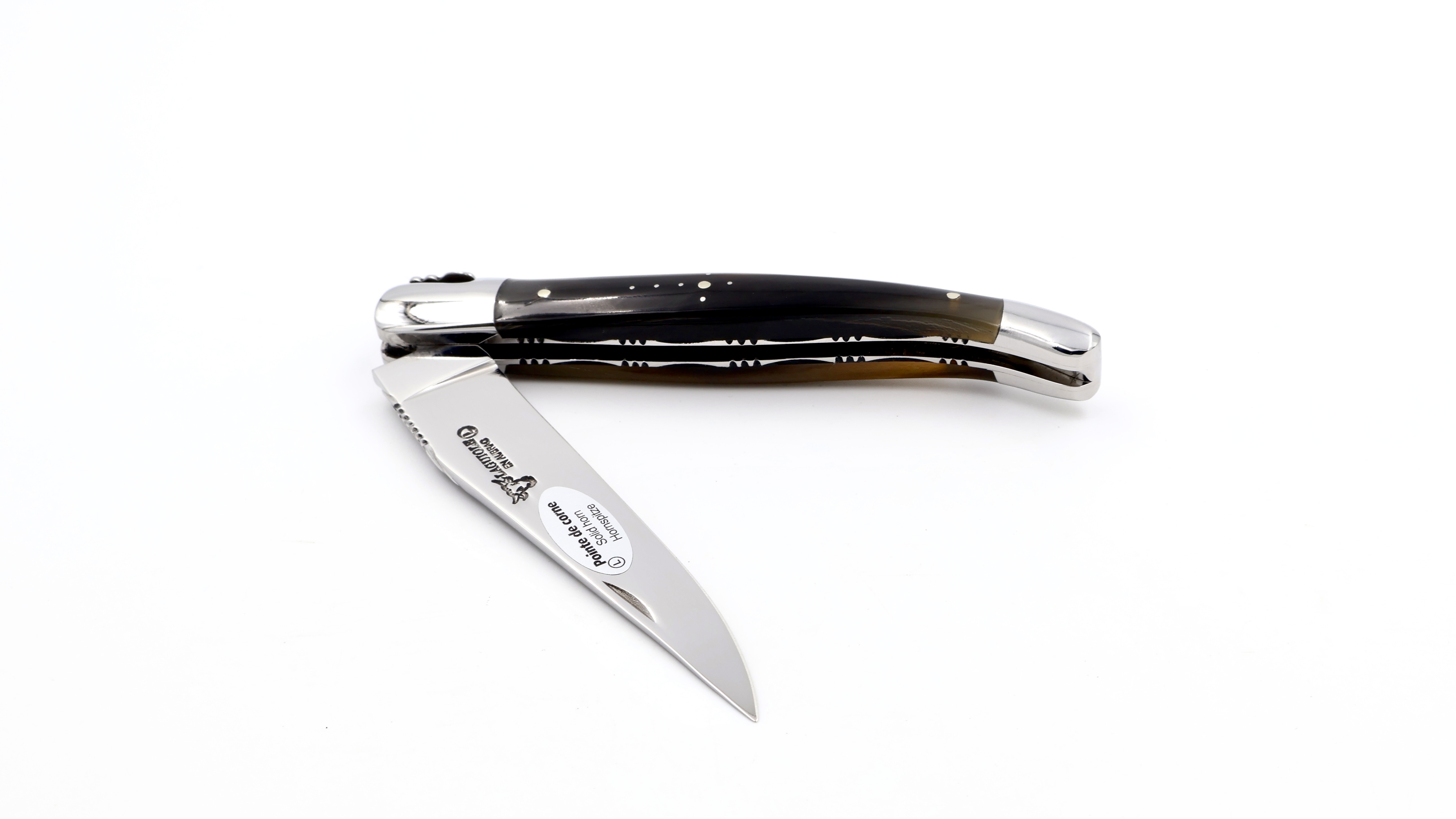 Laguiole en Aubrac guillochierte Platine Hornspitze 12 cm