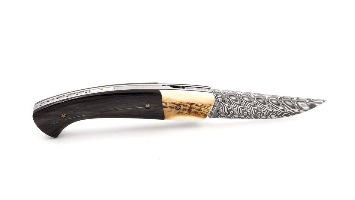 MANU LAPLACE 1515 MASAI buffalo horn/warthog ivory damascus blade