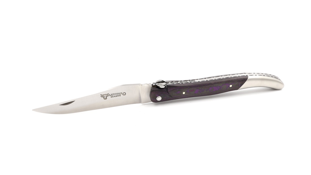 Laguiole en Aubrac Laguiole knife FAT Carbon purpel haze