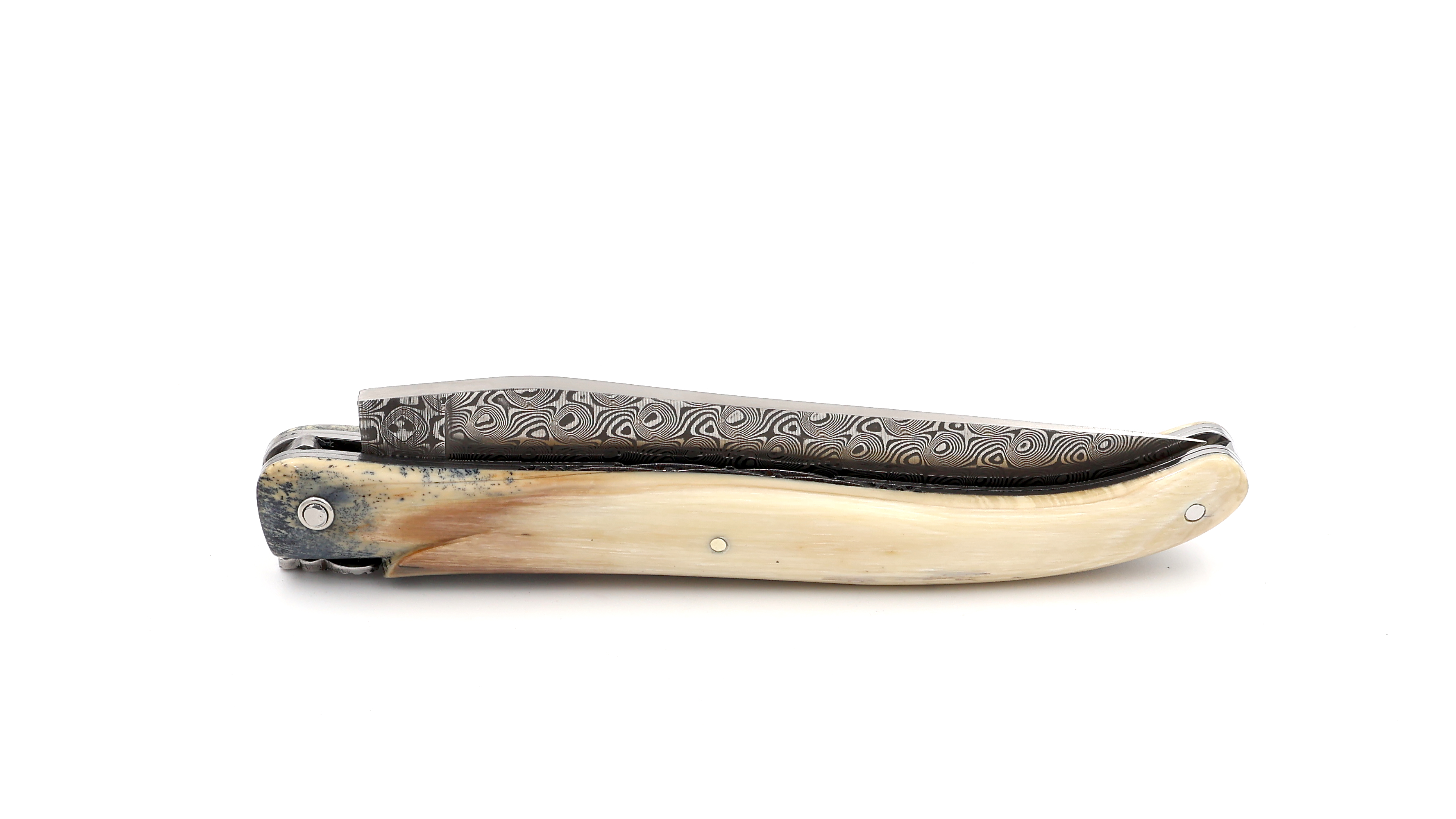 Laguiole en Aubrac DSC® Rosendamast Mammutelfenbein Kruste massiv Doppelplatinen 12 cm