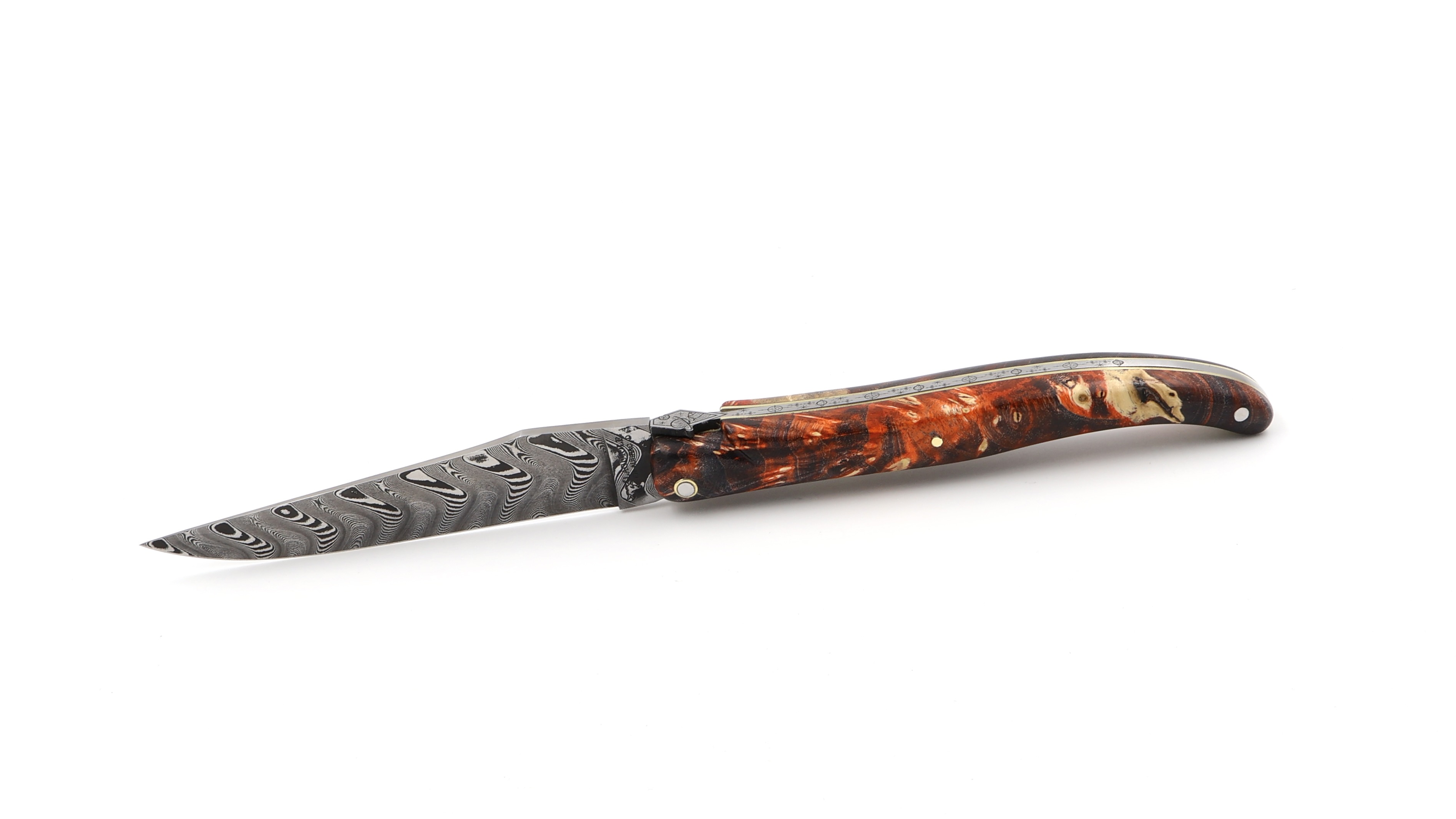 Laguiole en Aubrac Laguiole elder burl DSC® Carbondamascus with Space bee 12 cm