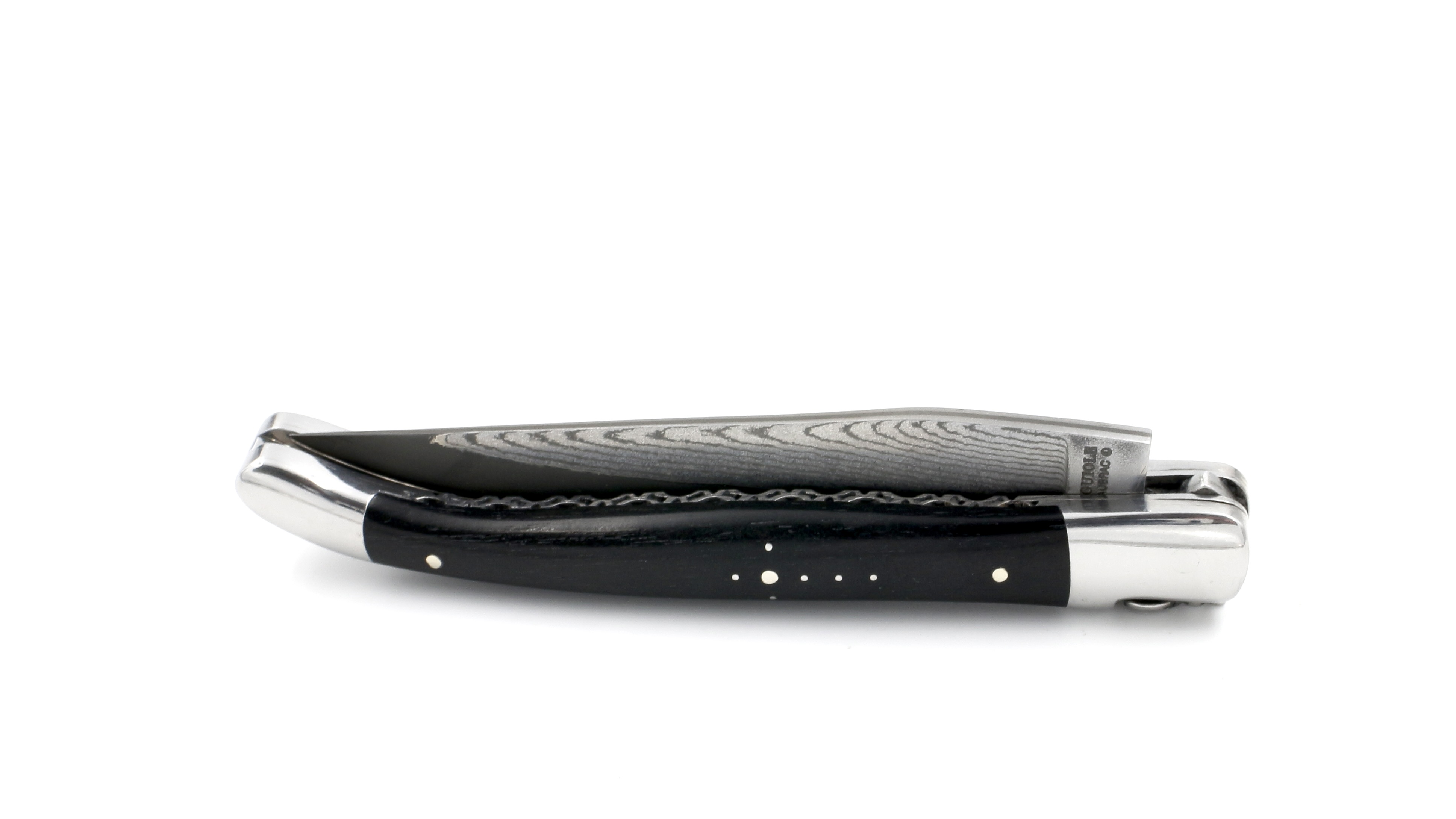 Laguiole en Aubrac double plate knife jap. damascus Ebony 12 cm