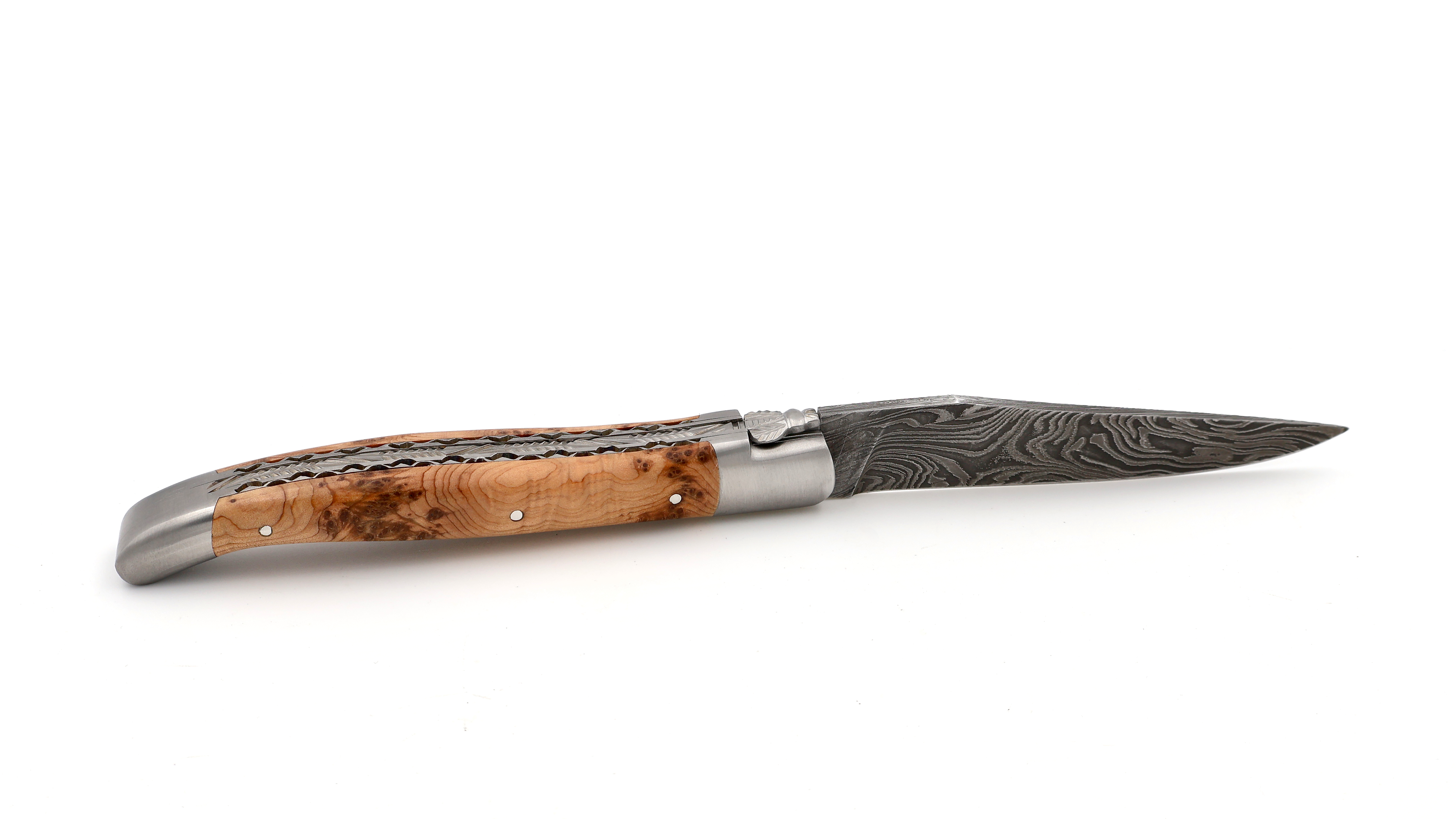 Laguiole en Aubrac Explosionsdamast Wacholder Doppelplatine 12 cm