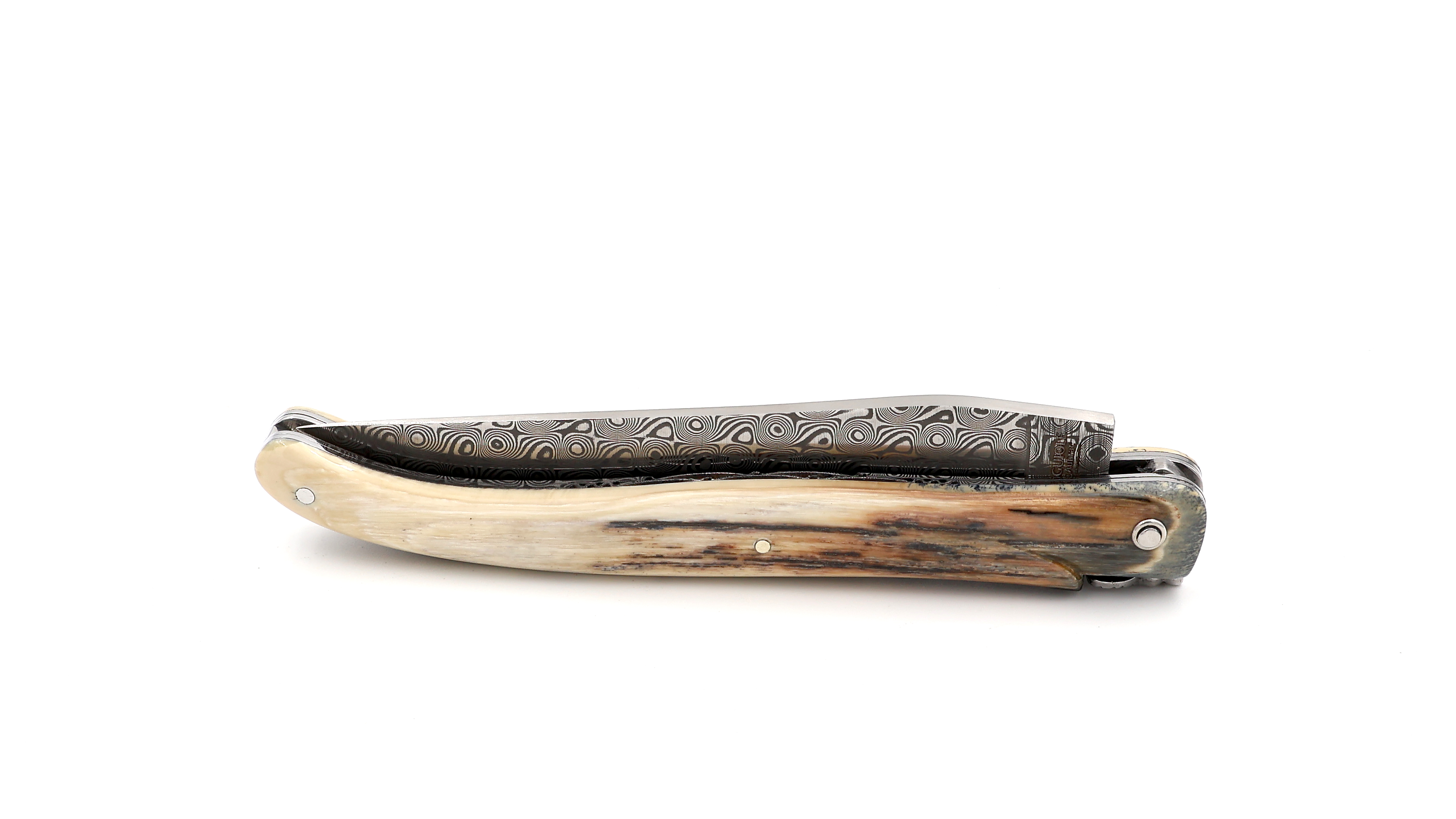 Laguiole en Aubrac DSC® Rosendamast Mammutelfenbein Kruste massiv Doppelplatinen 12 cm