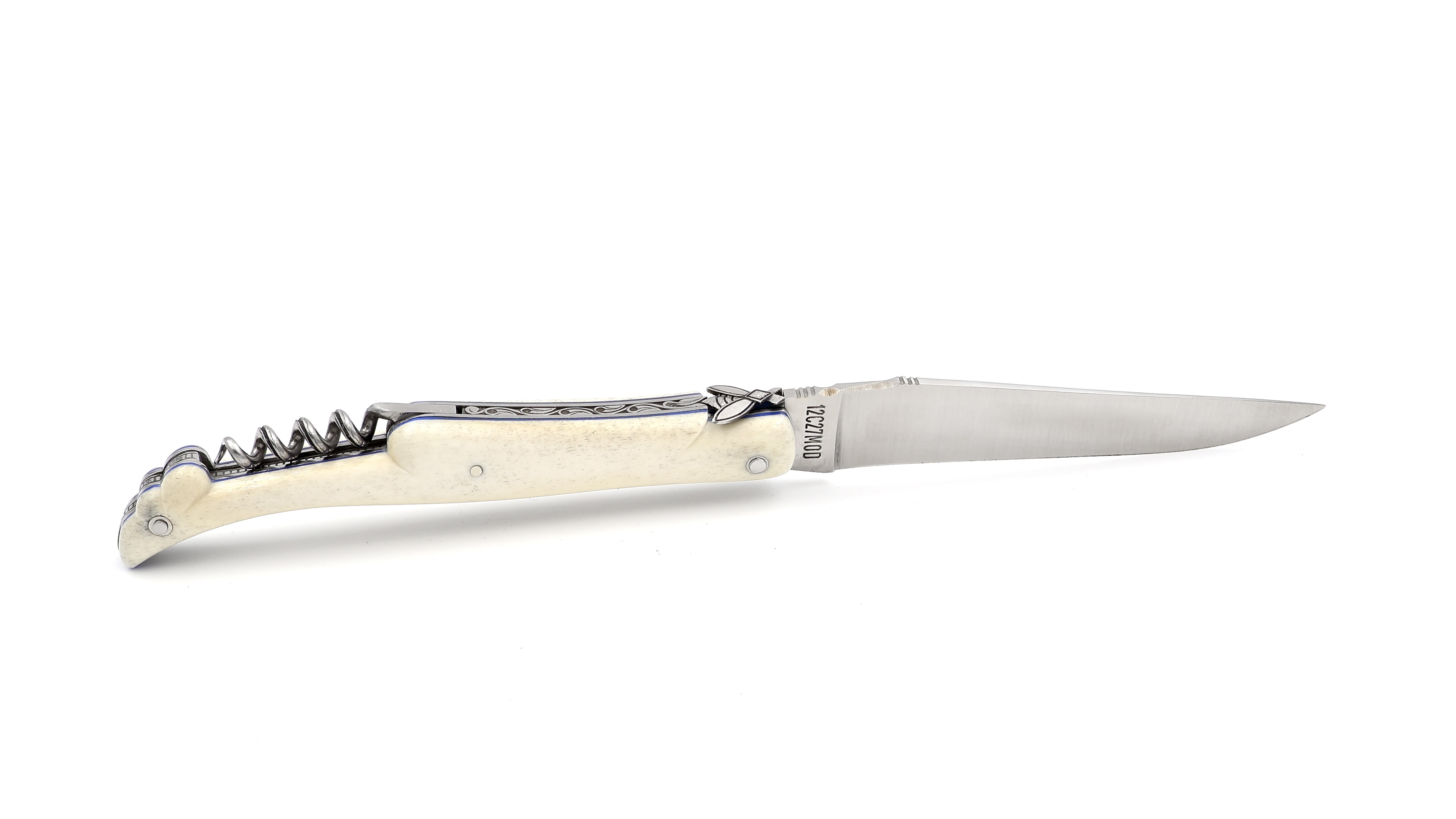 Meisterstück Laguiole en Aubrac Knochen skulpturiert mit Korkenzieher 12 cm