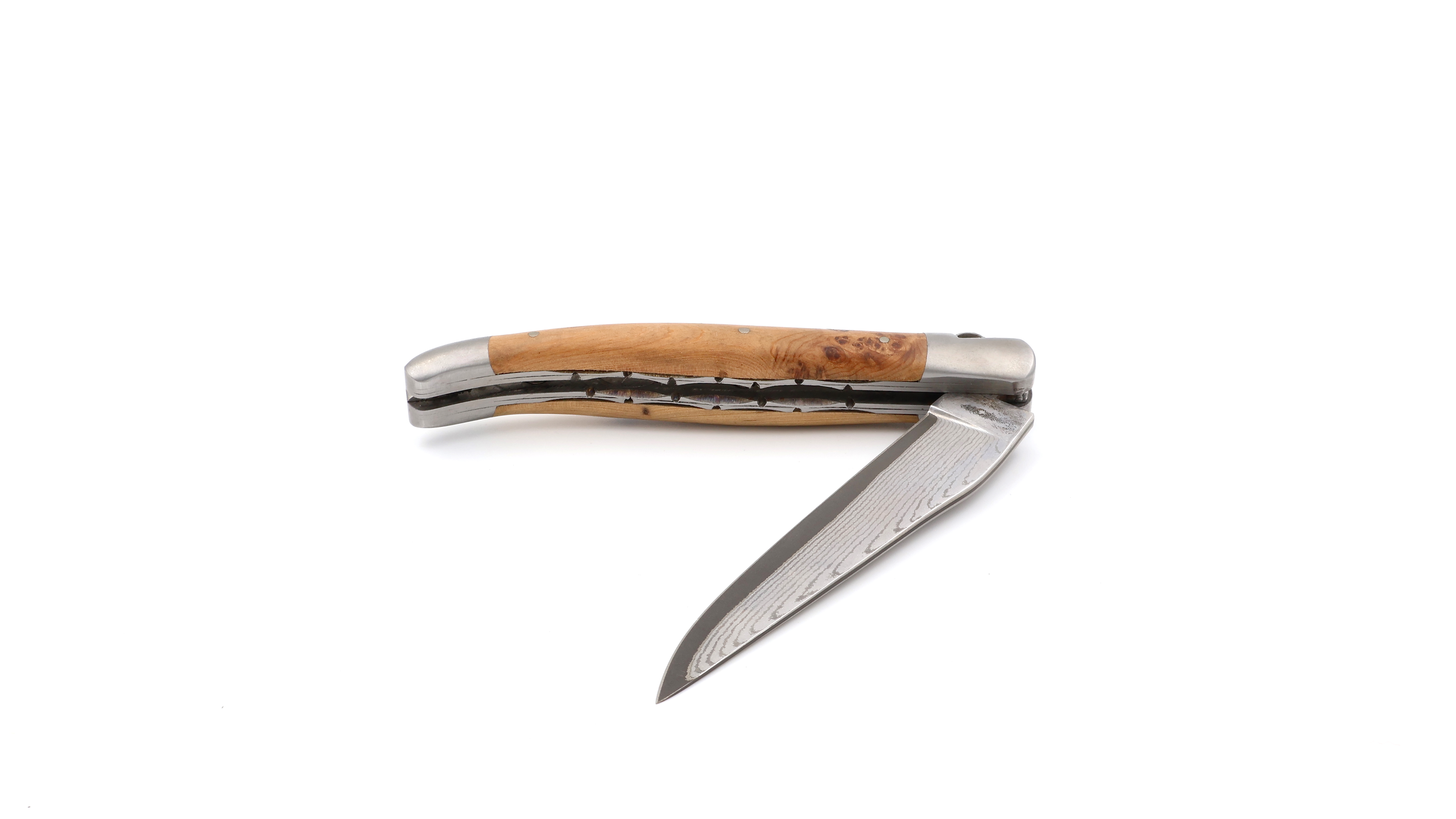 Laguiole en Aubrac jap. Damastklinge Wacholder Doppelplatine 12 cm
