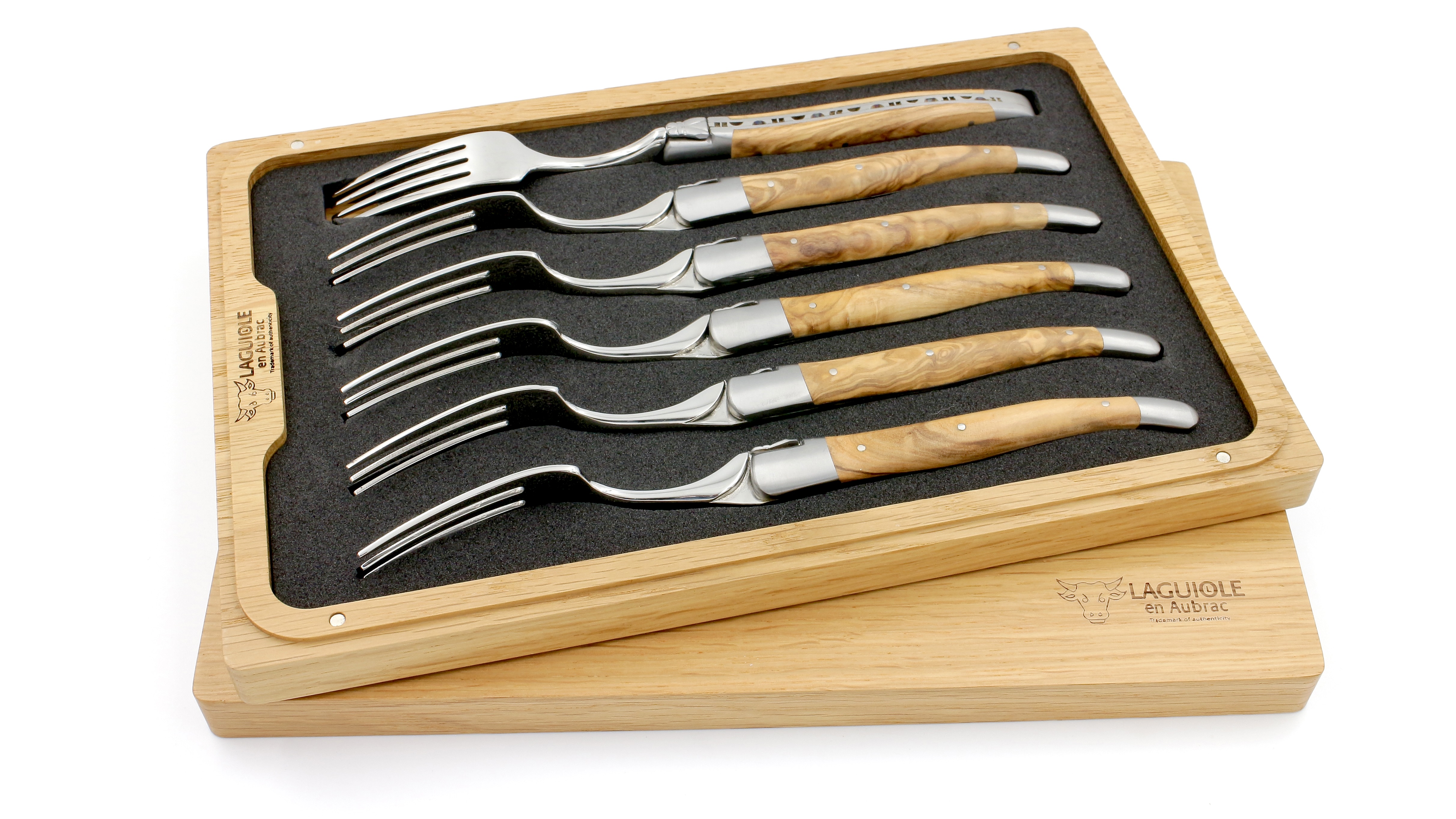 Laguiole en Aubrac Olive Laguiole Steakgabel Set