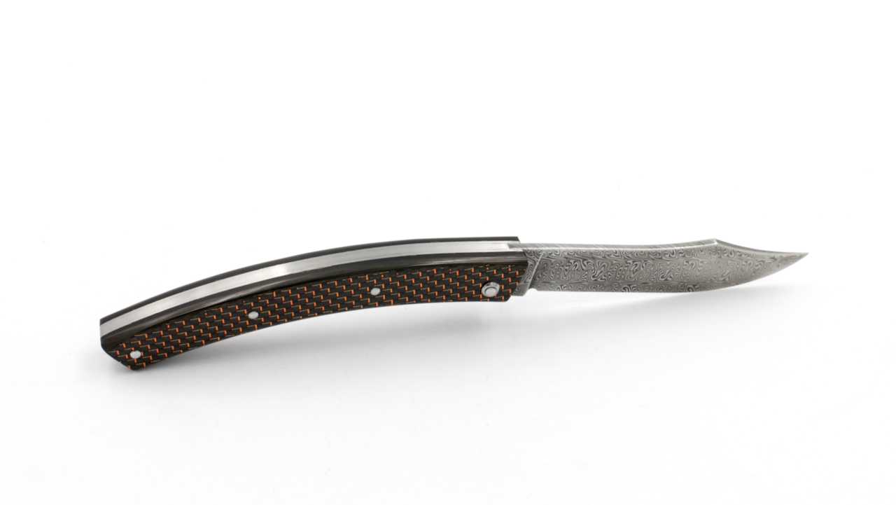 IMG_6418 COGNET Thiers Messer Kupfer-Carbon mit Damastklinge Zladinox