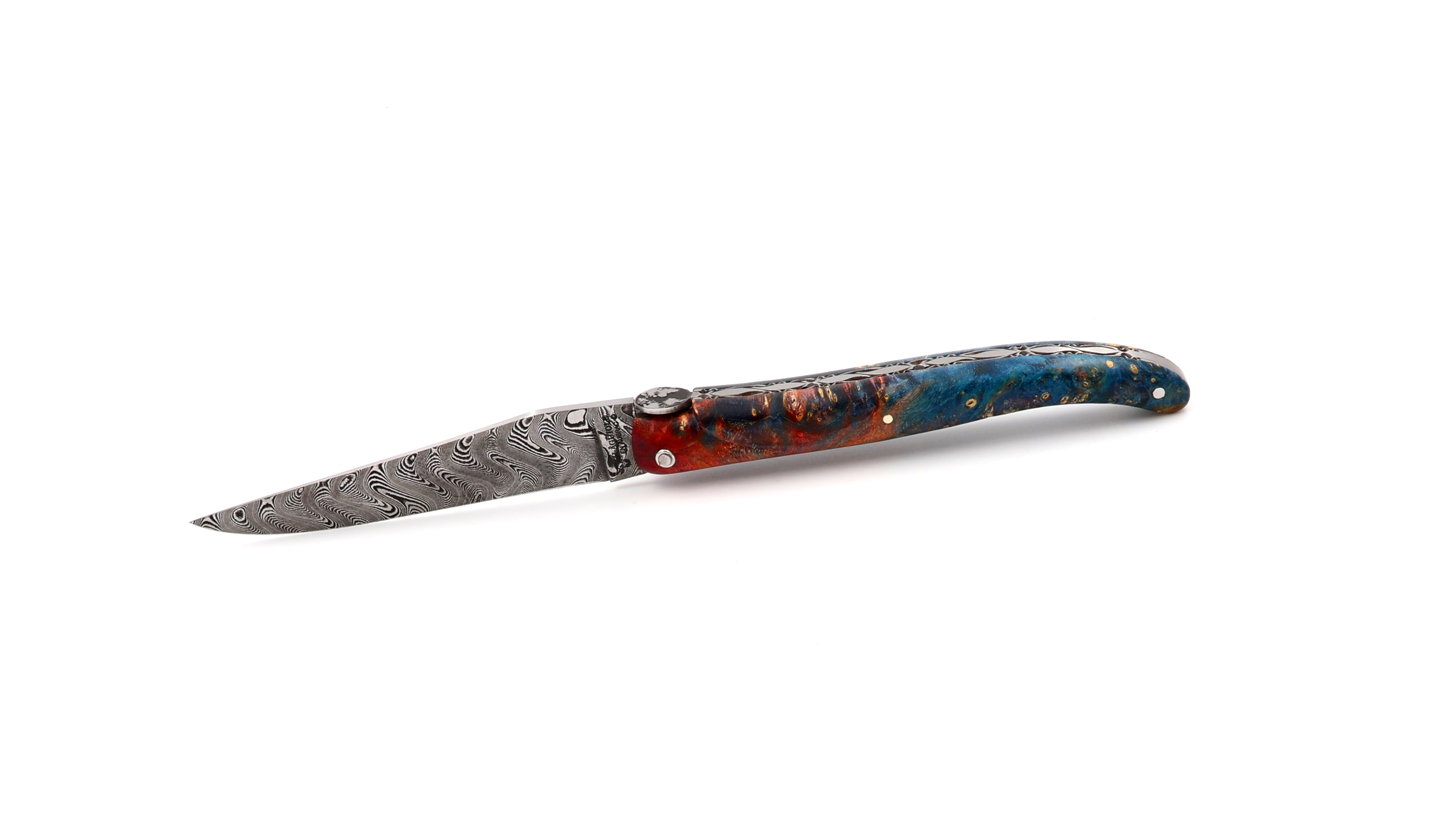 Laguiole en Aubrac Laguiole elder burl with EARTH bee DSC® Carbon damascus 12 cm