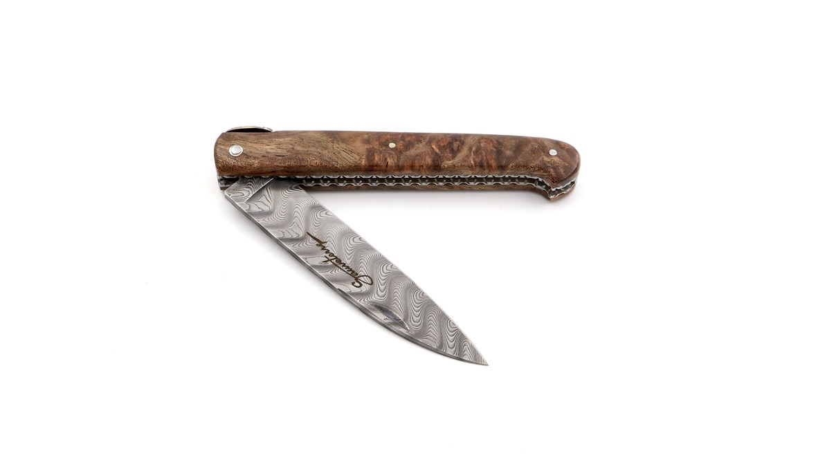 SAUVETERRE knife chiseled snakewood damascus blade 11 cm