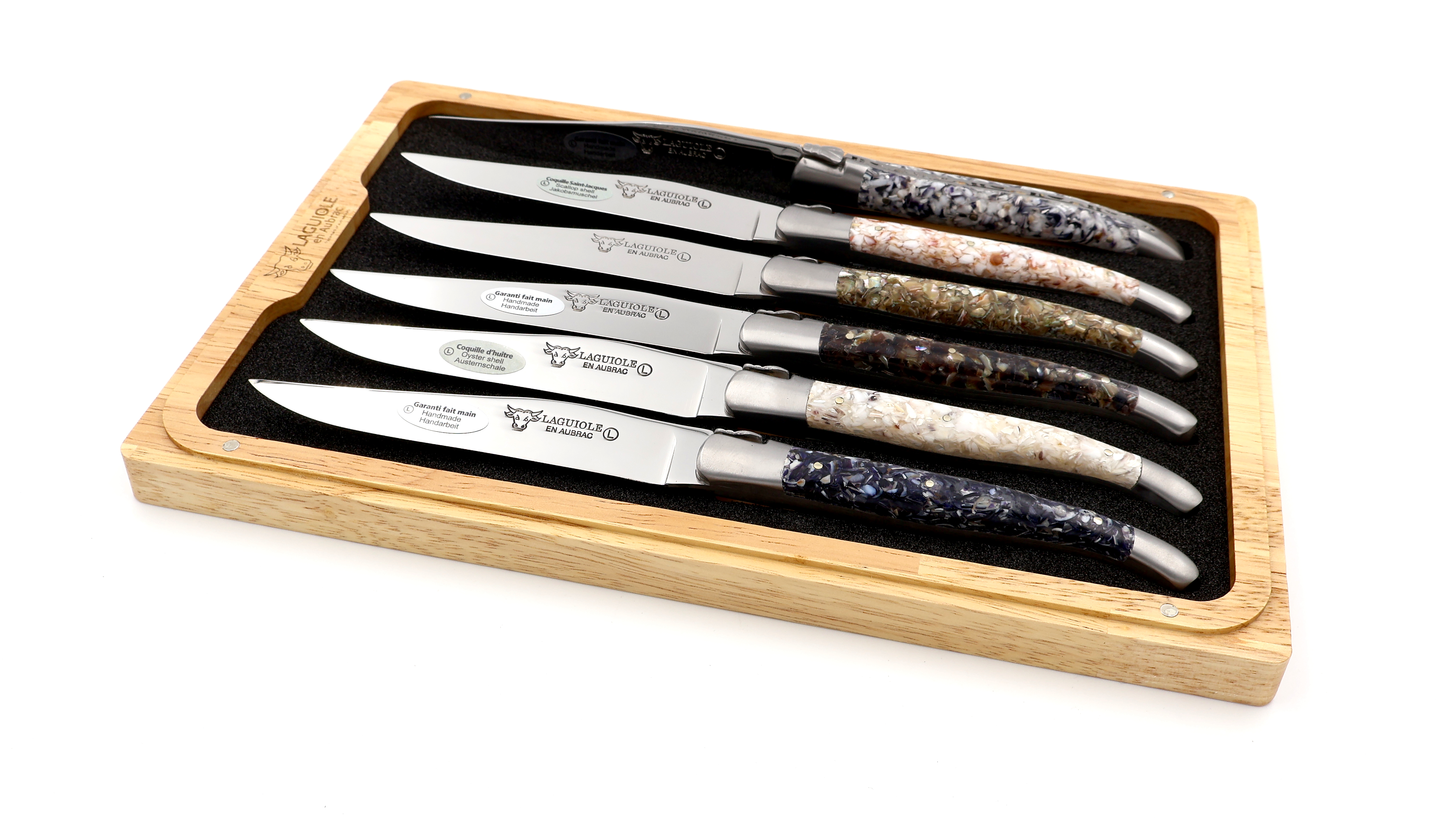 Laguiole en Aubrac Muschel Mix Laguiole Steakmesser Set 6-teilig