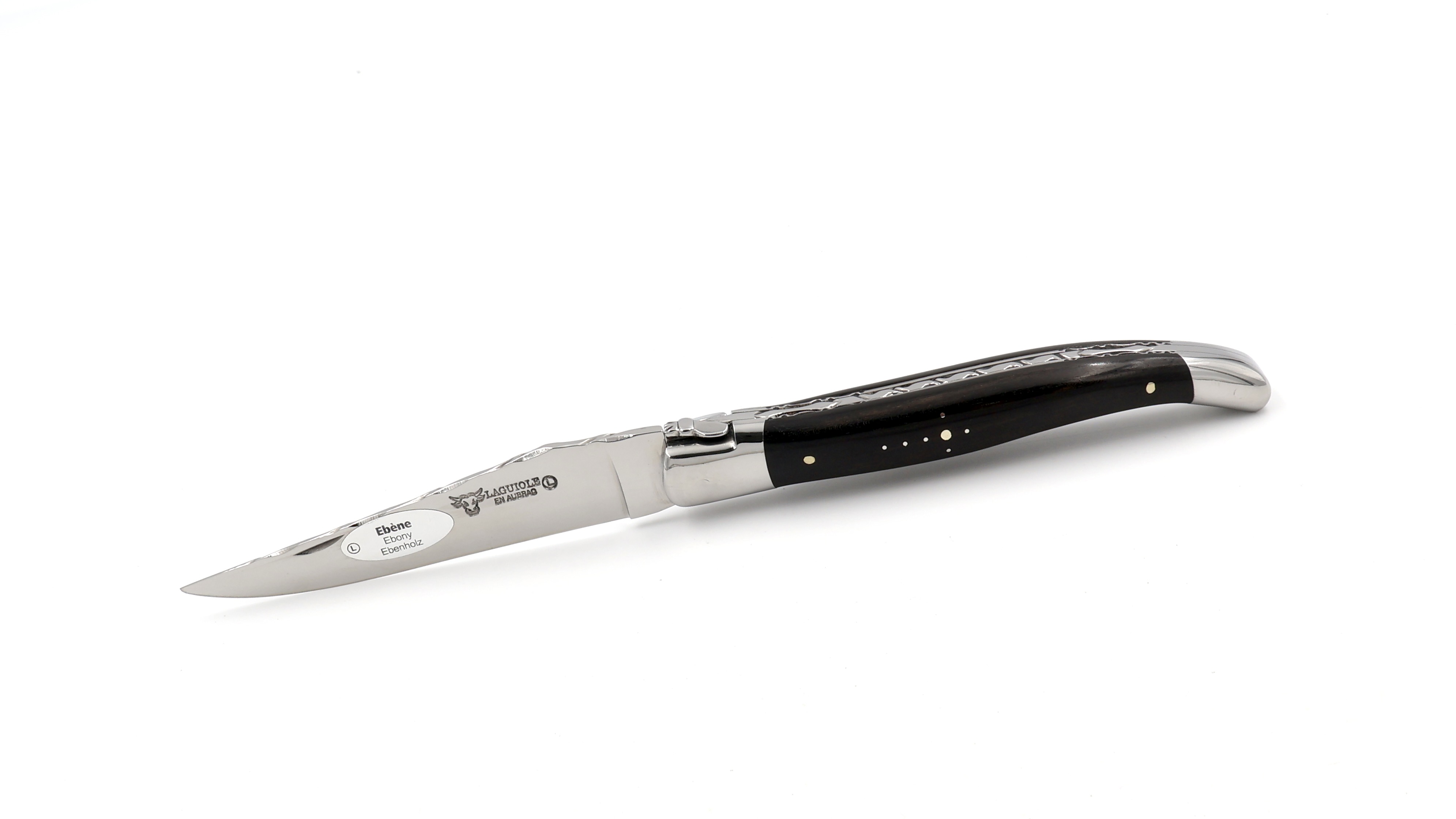 Laguiole en Aubrac Ebony completly chiseled  12 cm