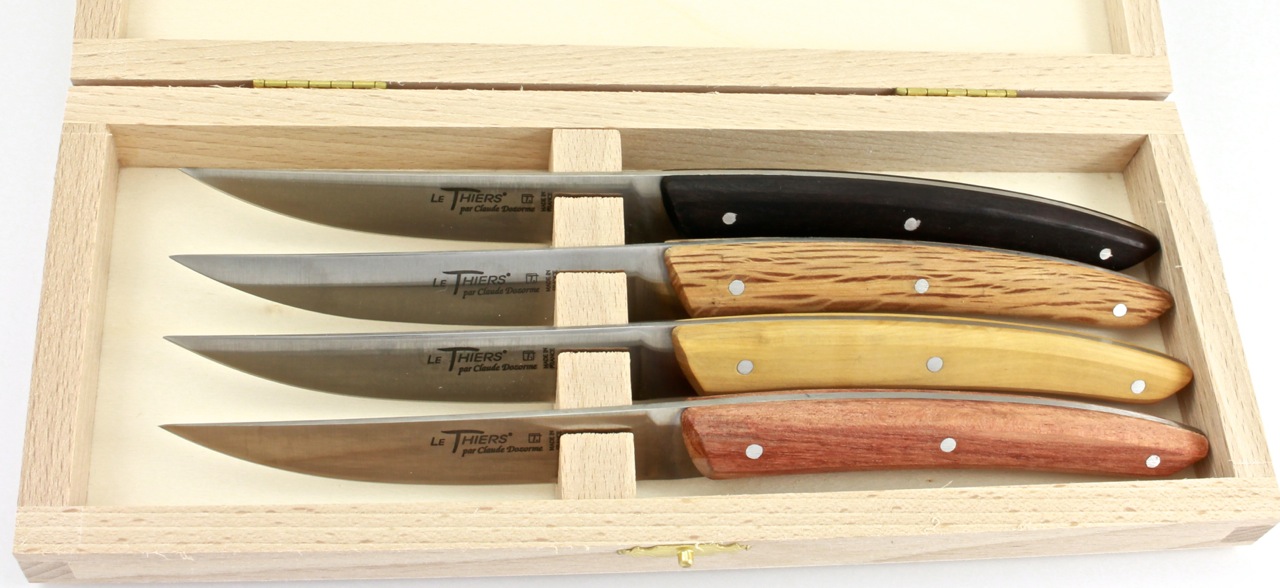 Claude DOZORME Thiers steakknives diffrent woods set of 6