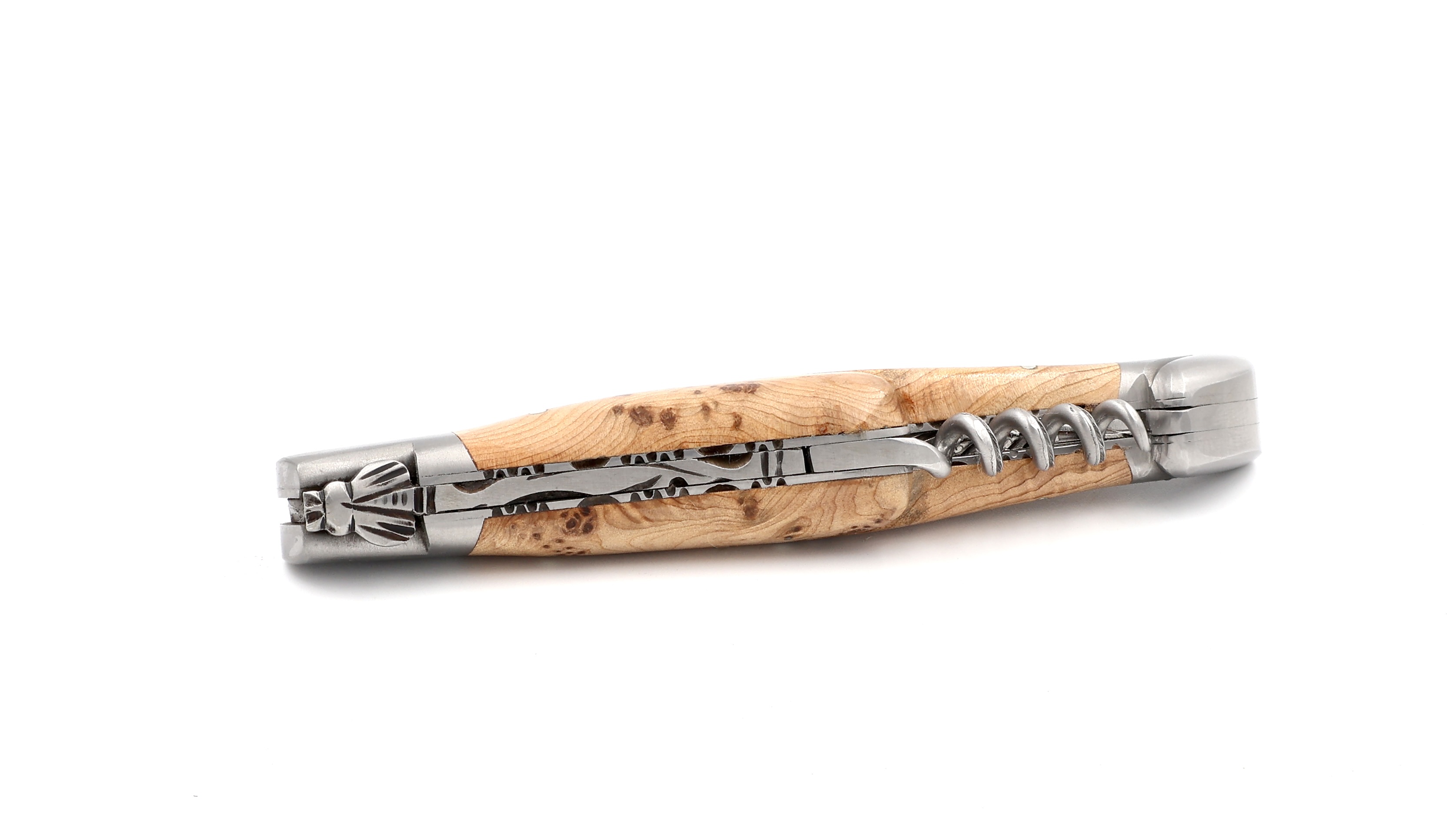 Laguiole en Aubrac juniper with corkscrew chiseled plates 12 cm